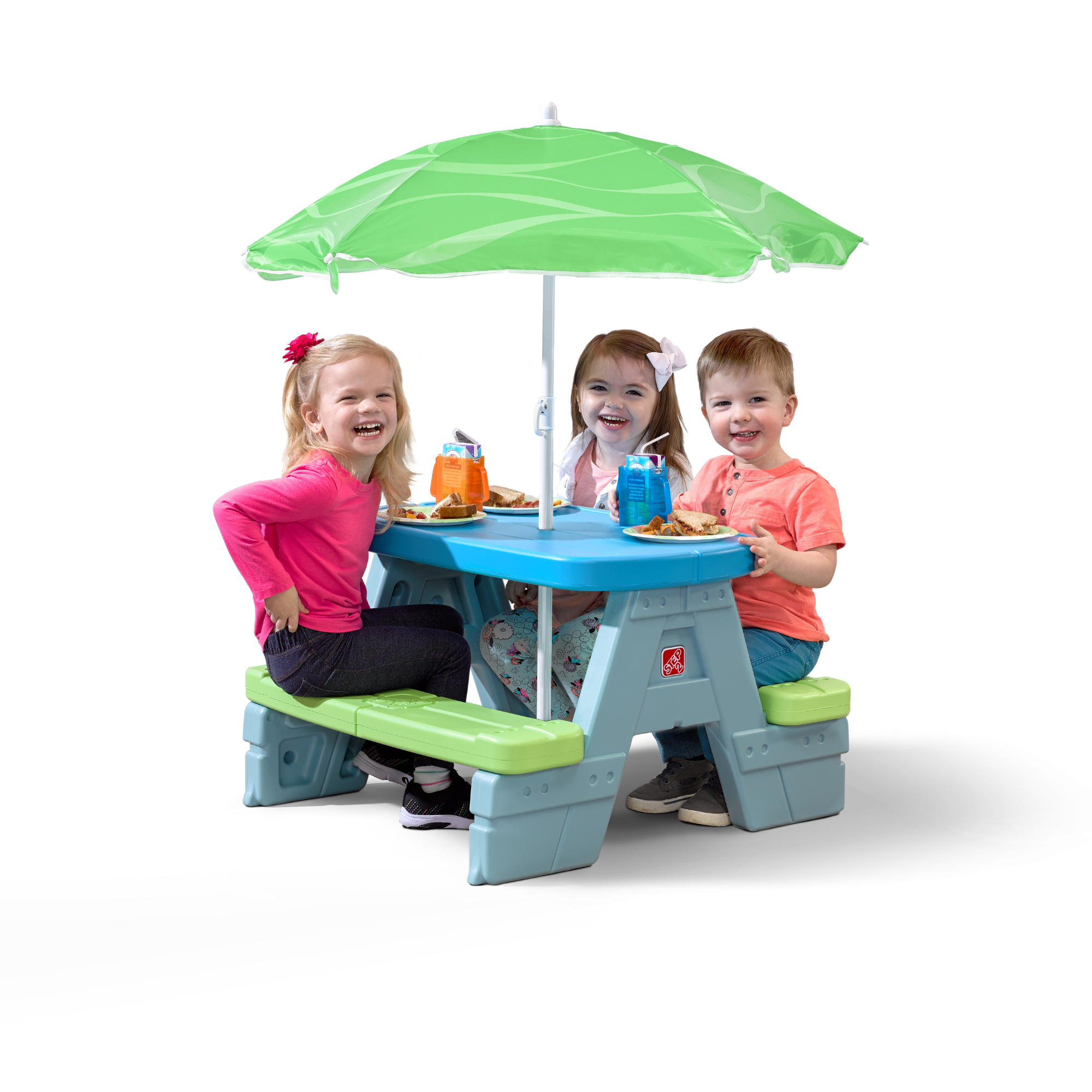 Step2 Sun & Shade Picnic Table With Umbrella, Indoor and Outdoor Compatible, Multi-Functional Kids Table with 73 kg Weight Capacity, Suitable for Children both Boys and Girls Aged 1.5+
