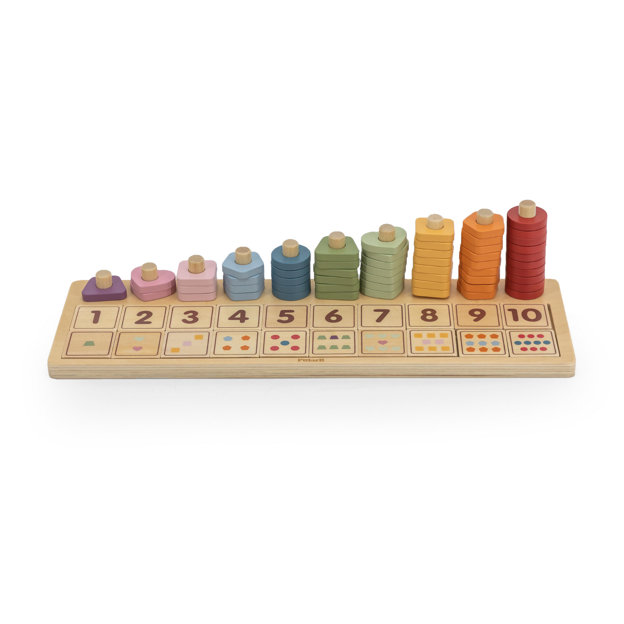 PolarB Count and Match Wooden Educational Toy, 86-Piece Montessori Math Set with 55 Colorful Rings & 20 Number Blocks, Early Learning for Toddlers & Preschoolers Ages 3+