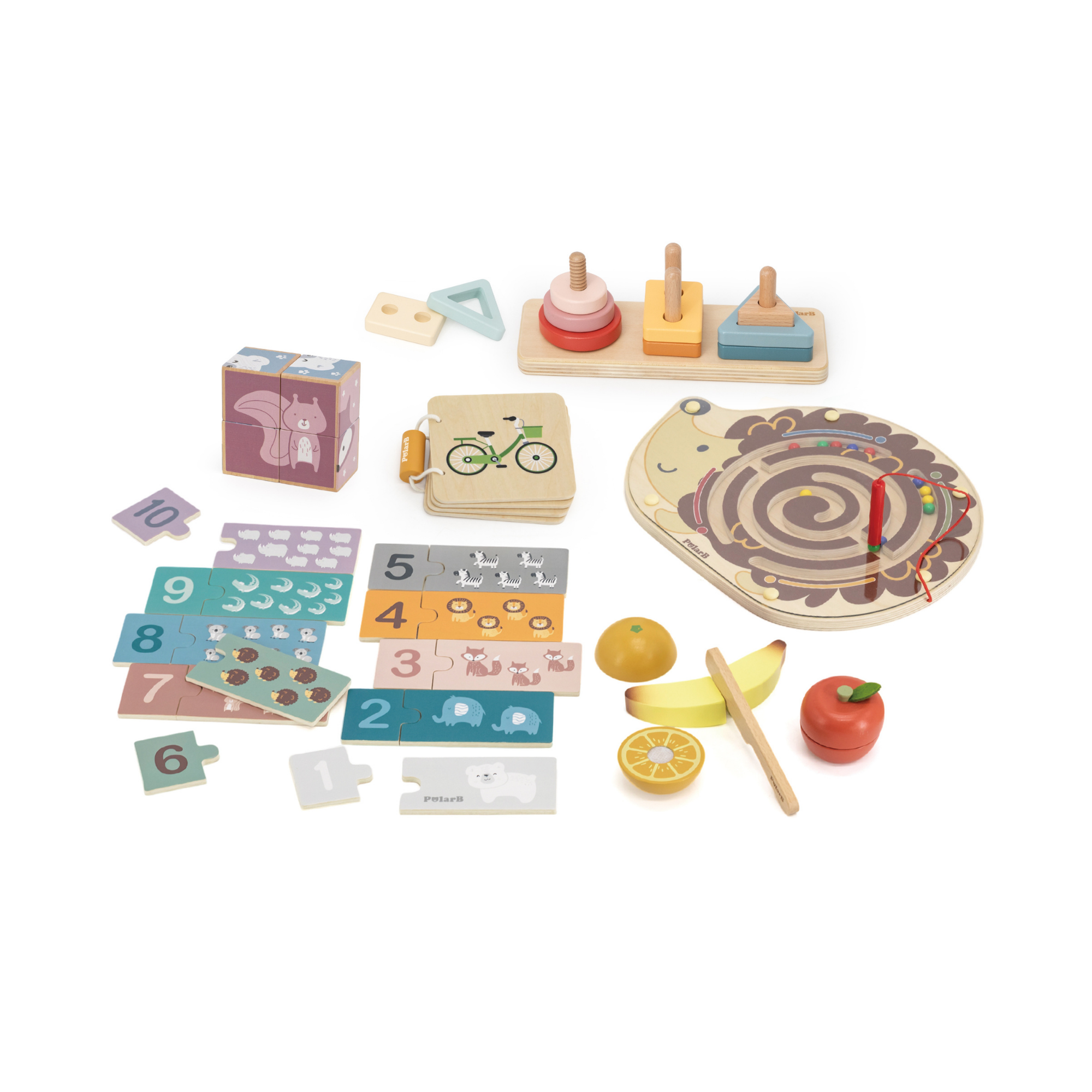 PolarB Grow-with-Me Wooden Activity Educational Montessori Toy Set for Toddlers, Eco-Friendly, Sensory, Cognitive, and Fine Motor Skills Development Toy Suitable for Kids, Boys & Girls Ages 2–3 Years