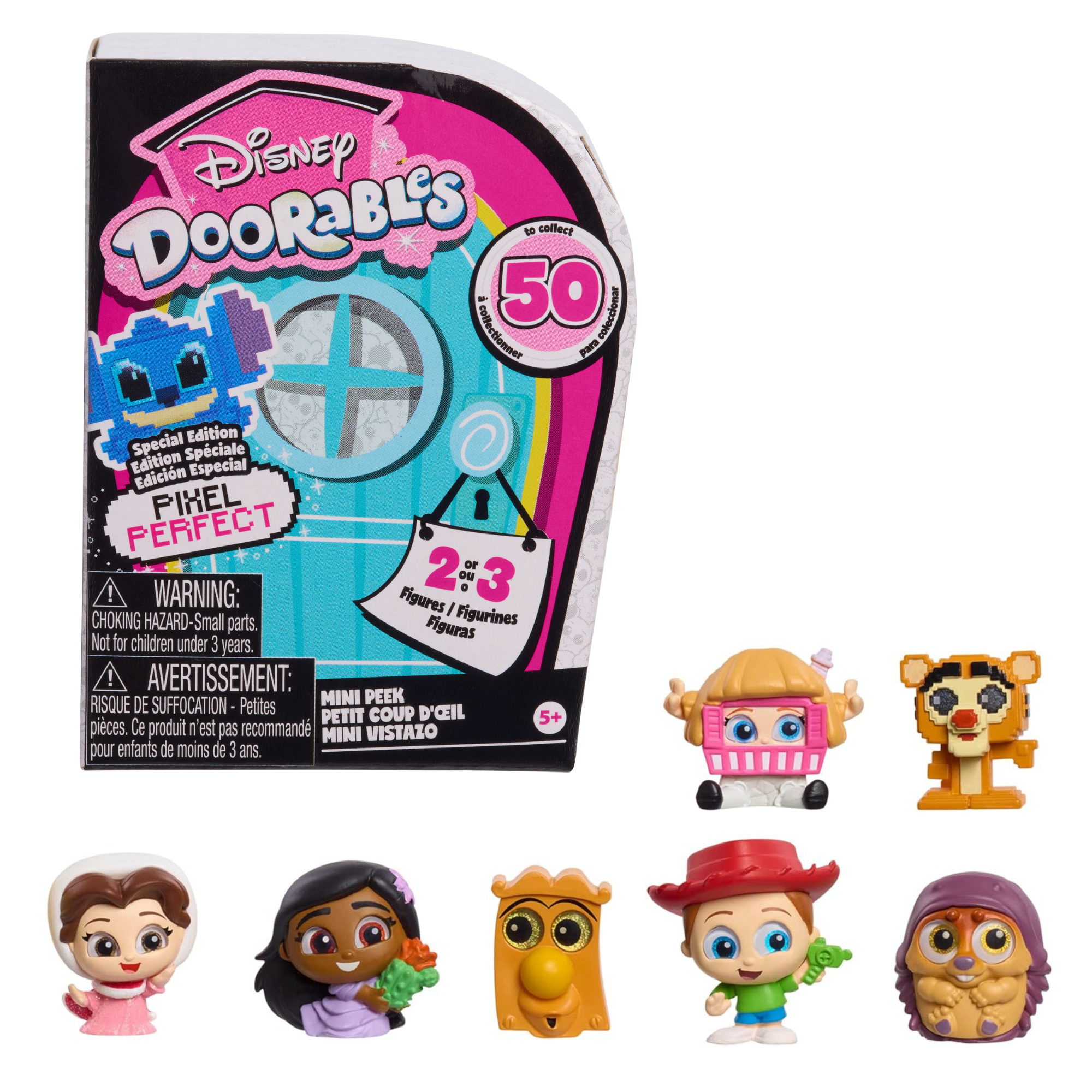 Disney Doorables Mini Peek Pixel Perfect Collectible Mini Action Figures, 1.5 Inch (3.8 cm) Toy Figurines, Includes 2-3 Figures Per Box, Officially Licensed Kids Toy for Ages 5 & Up by Just Play