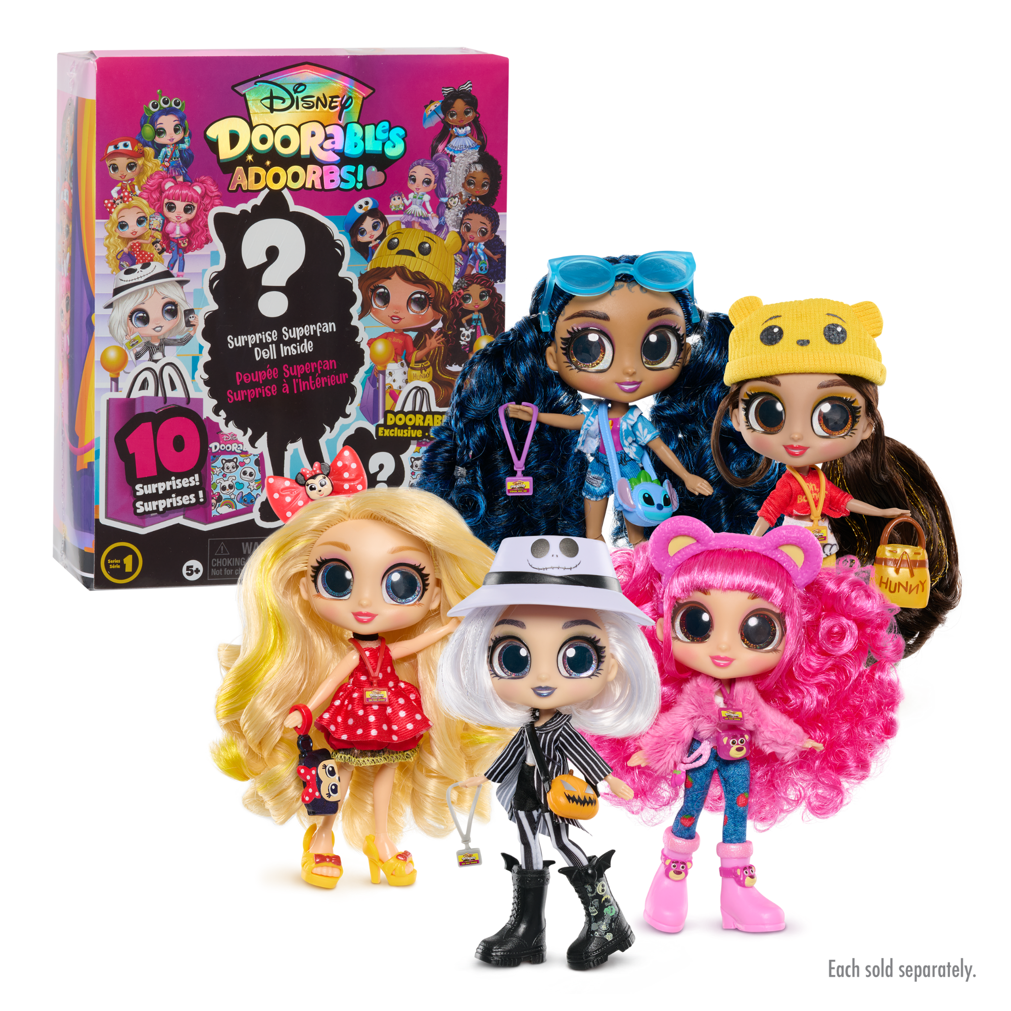 Disney Doorables Adoorbs Dolls Series 1, 5.5 Inch (12.7 cm) Articulated Toy Figurines Features Disney Character Themed Outfit and Accessories, Officially Licensed Kids Toy for Ages 5 & Up by Just Play