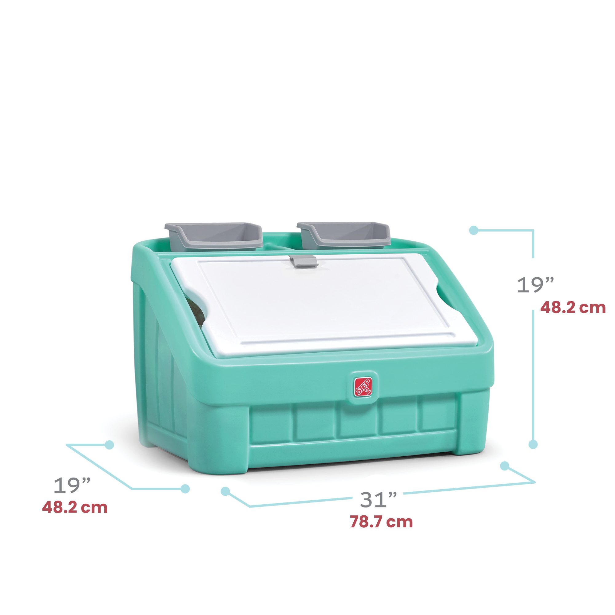 Step2 2 in 1 Toy Box and Art Lid, Multi-Functional Indoor Kids Toy Bin with Clip, 4.5 Cubic Feet Storage Compartment Space, Suitable for Children both Boys and Girls Aged 2+
