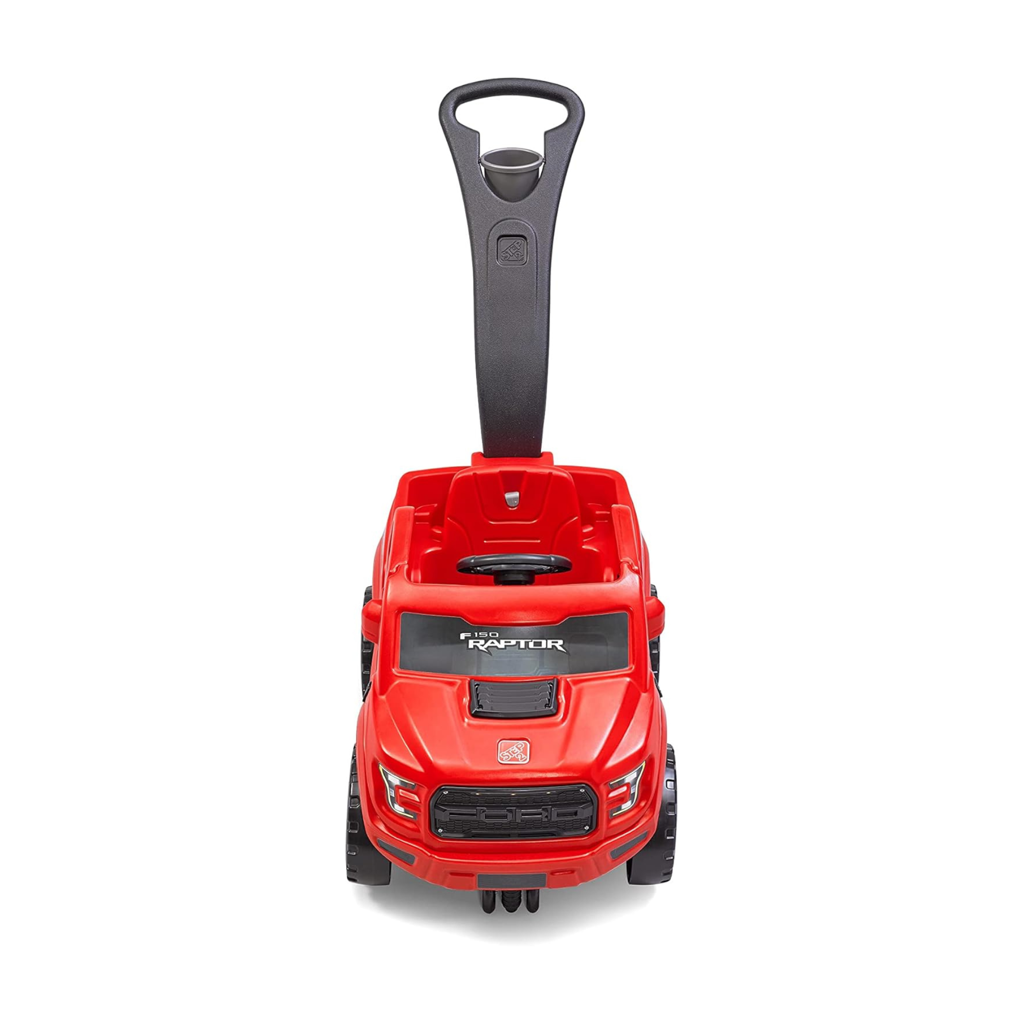 Step2 Ford F-150 Raptor with 360 Degree Turning 2 in 1 Single Seater Kids Push Car, Easy to Store Ride On Toy with Horn, Rear Storage and LED Grill LightSuitable for Children Aged 2.5 + Years, Red