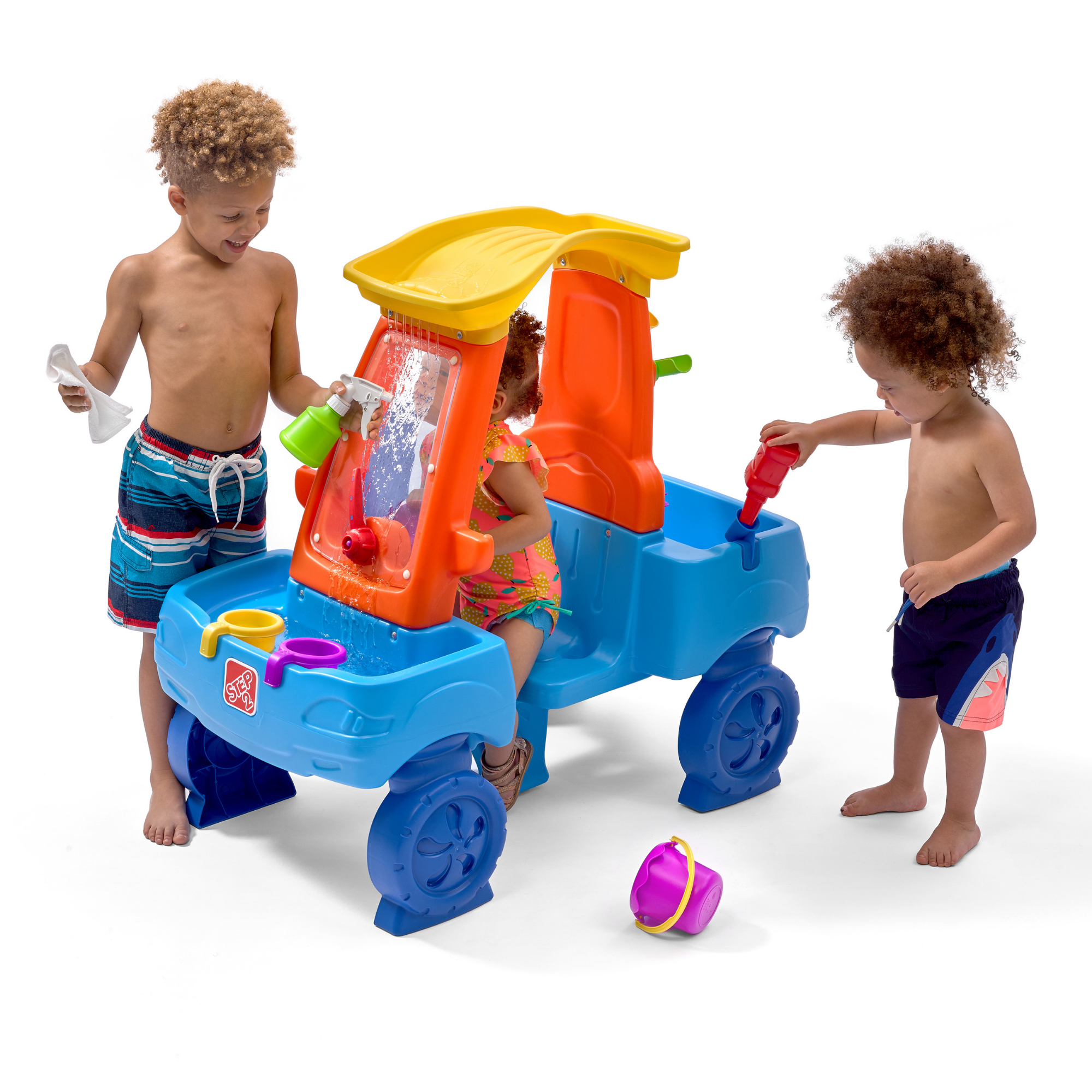 Step2 Car Wash Splash Center, Outdoor Water Table and Sensory Playset, Activity Toy with Dual Rain Wall, 13 Piece Accessories, Backyard Activity Centre, Suitable for Kids both Boys and Girls Aged 3+