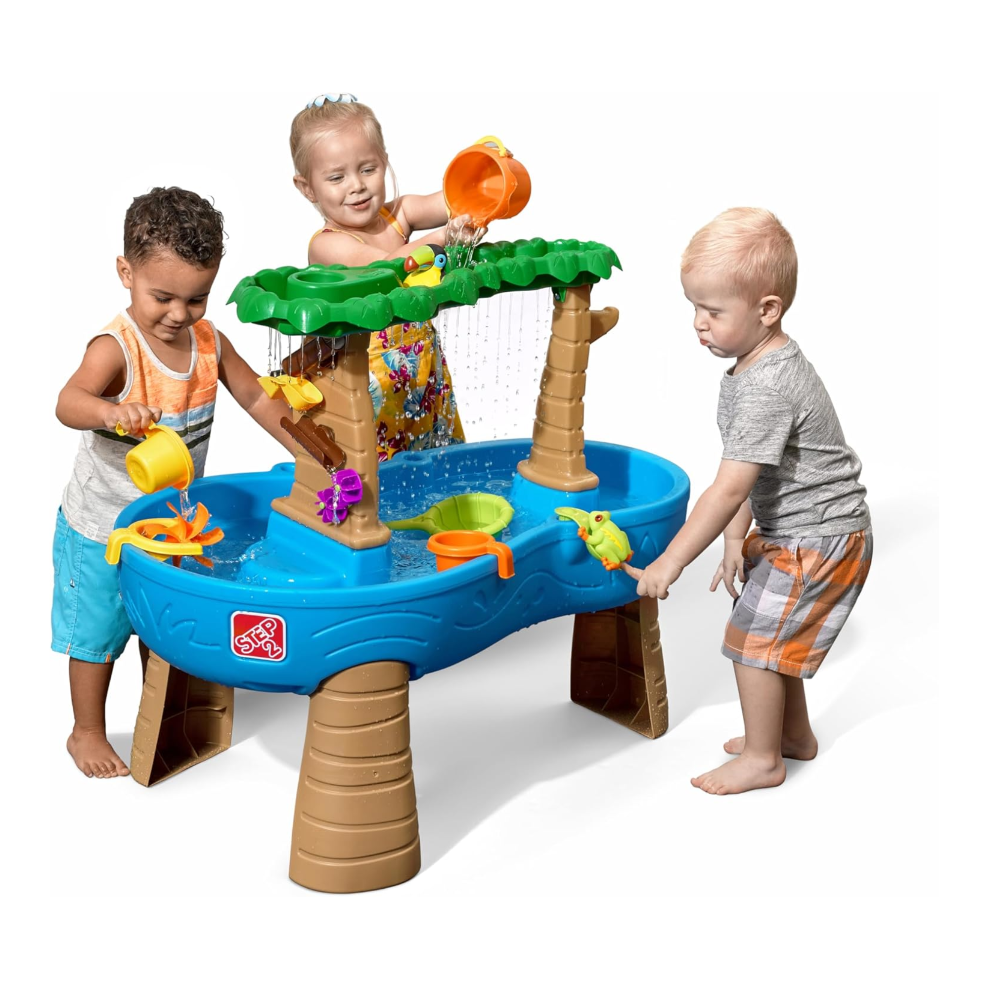 Step2 Tropical Rainforest Water Table, Indoor and Outdoor Water Table, Sensory Playset and Activity Toy, Rain Shower Wall, 13 Piece Accessories Set, Toy Suitable for Kids both Boys and Girls Aged 1.5+