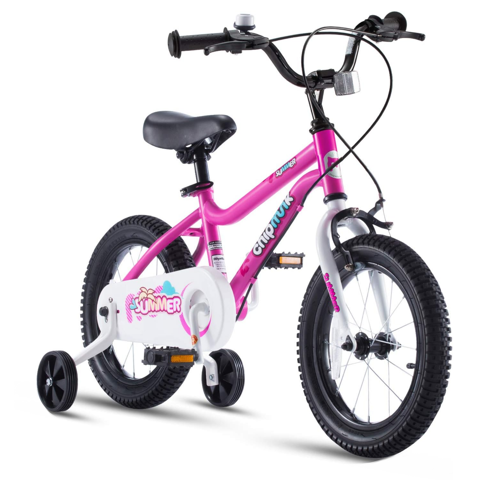 Chipmunk MK 12 Inch Bicycle with Lightweight Steel Frame, Adjustable Seat and Handle, Front + Rear Brakes, 95% Pre-Assembled Kid's Bikes with Training Wheels for Children 2-5 Years Old, Pink