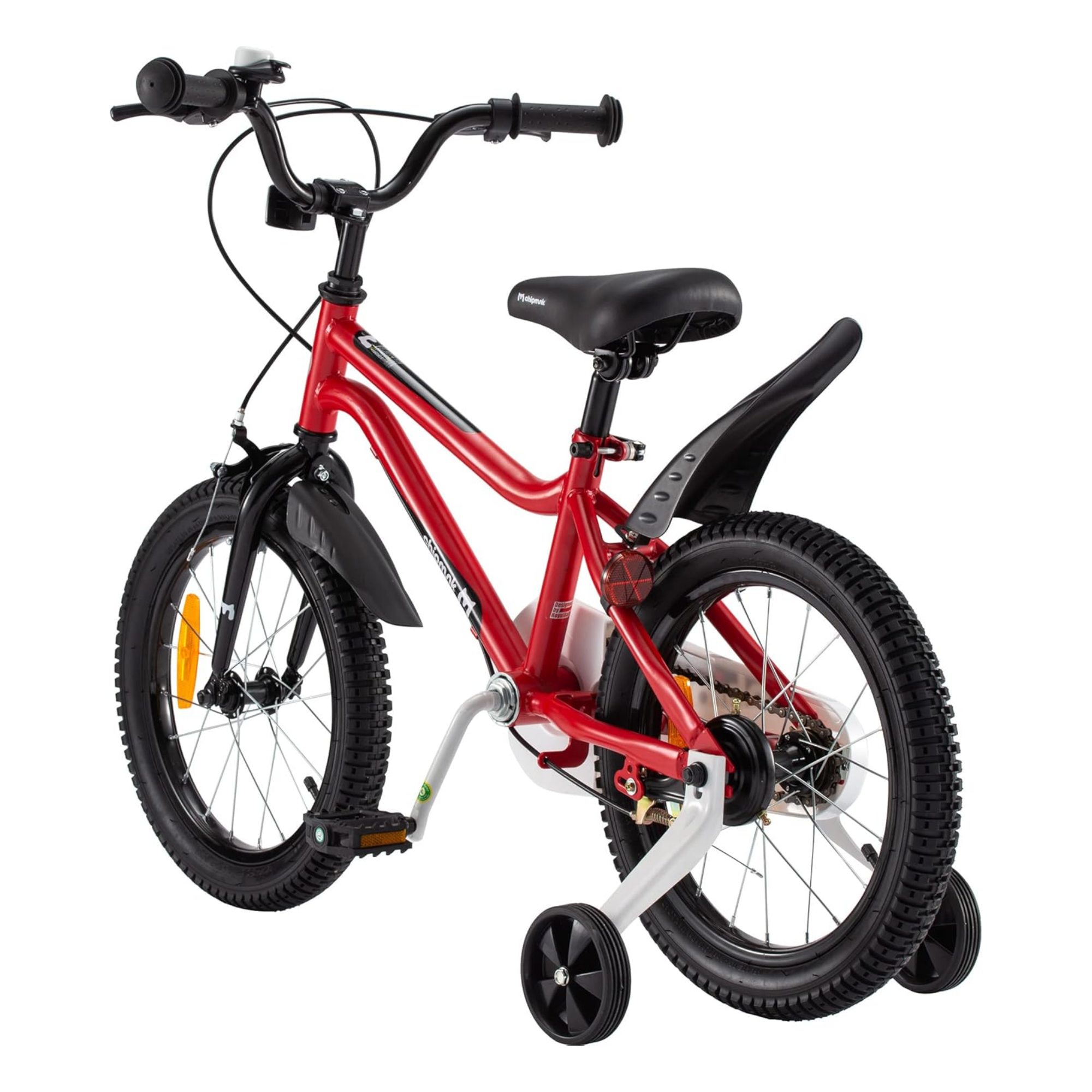 Chipmunk MK 12 Inch Bicycle with Lightweight Steel Frame, Adjustable Seat and Handle, Front + Rear Brakes, 95% Pre-Assembled Kid's Bikes with Training Wheels for Children 2-5 Years Old, Red