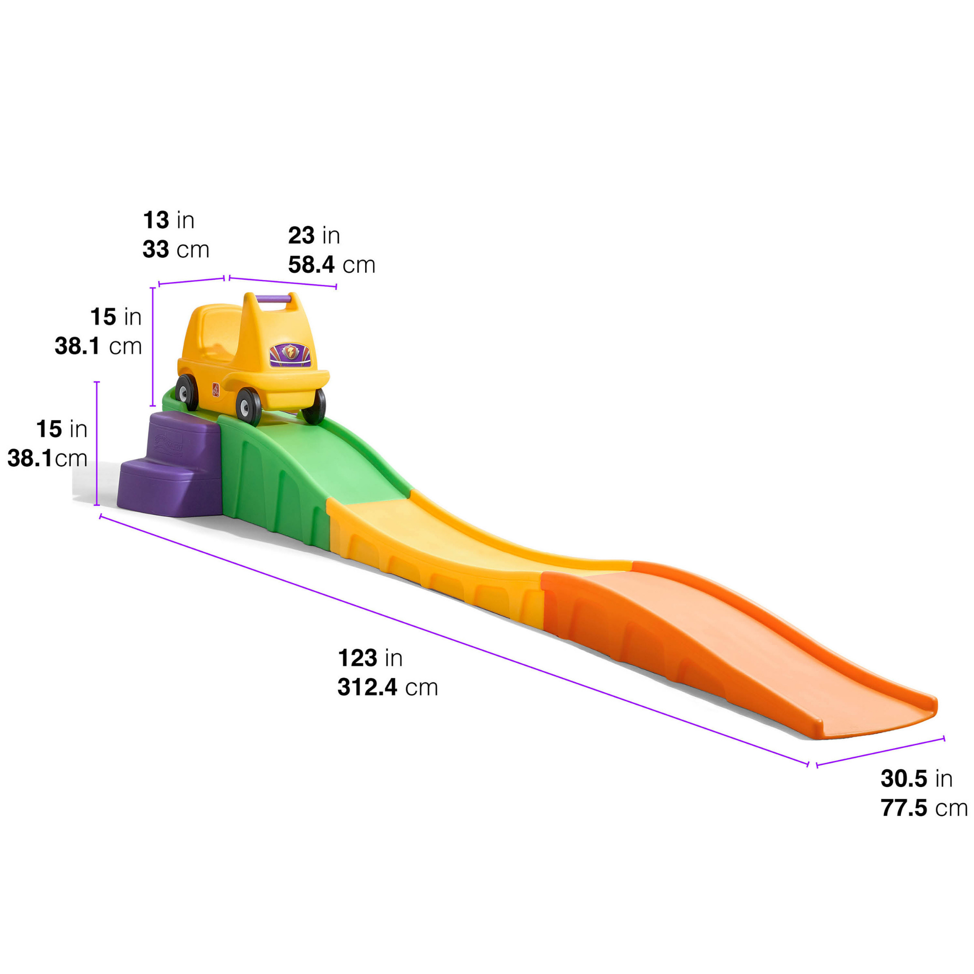 Step2 Up & Down Roller Coaster, 10 ft Indoor and Outdoor Toy with Coaster Car, 23 kg Weight Capacity Push Ride On Toy, Single Car with Holding Grips and Foot Rest, Suitable for Children Aged 2+
