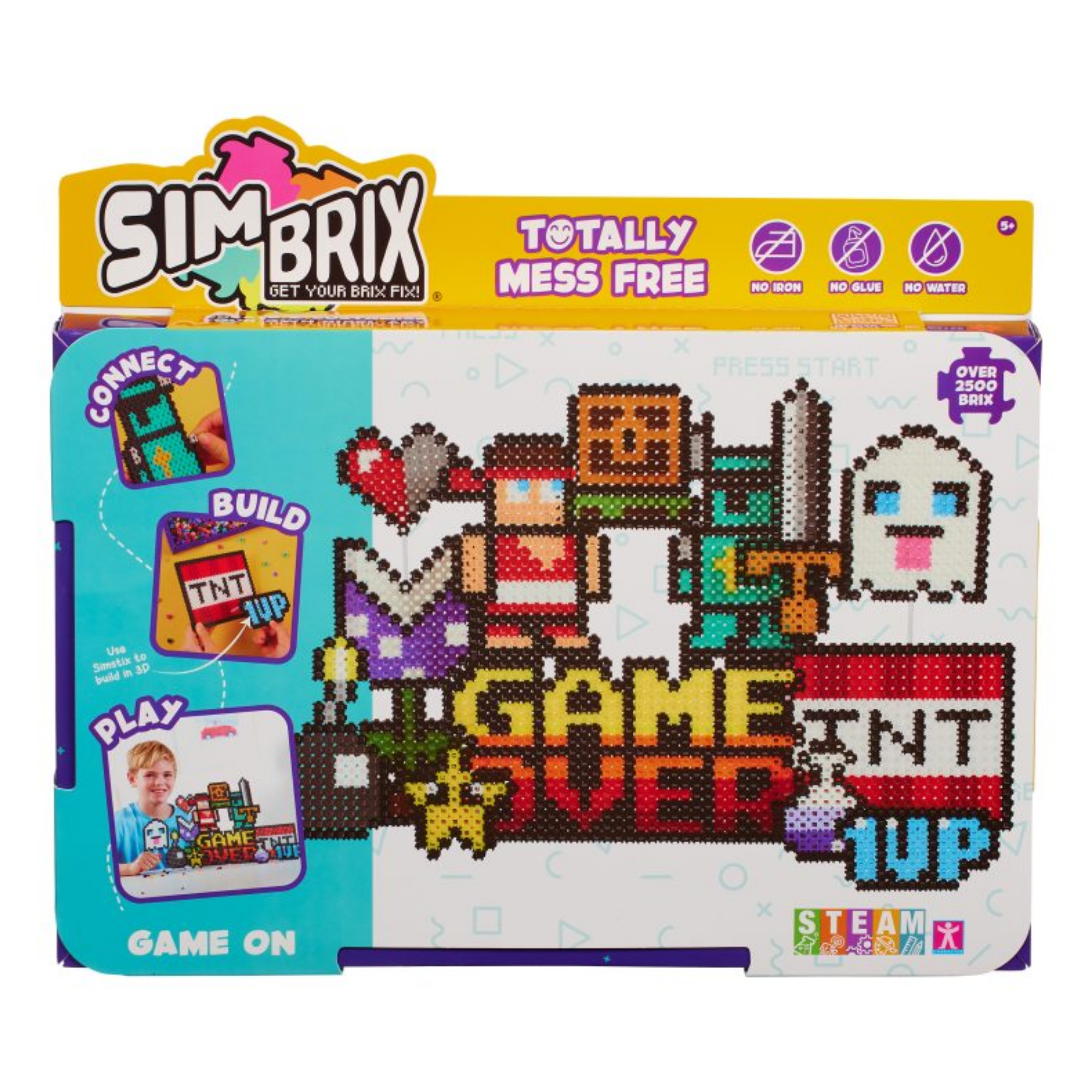 Character Options Simbrix Connect & Wow Game On Pack with 2500+ brix, 2D & 3D Pixel Arts and Crafts Construction Toy, Creative & Imaginative STEAM Building Toy for Boys & Girls Ages 5+