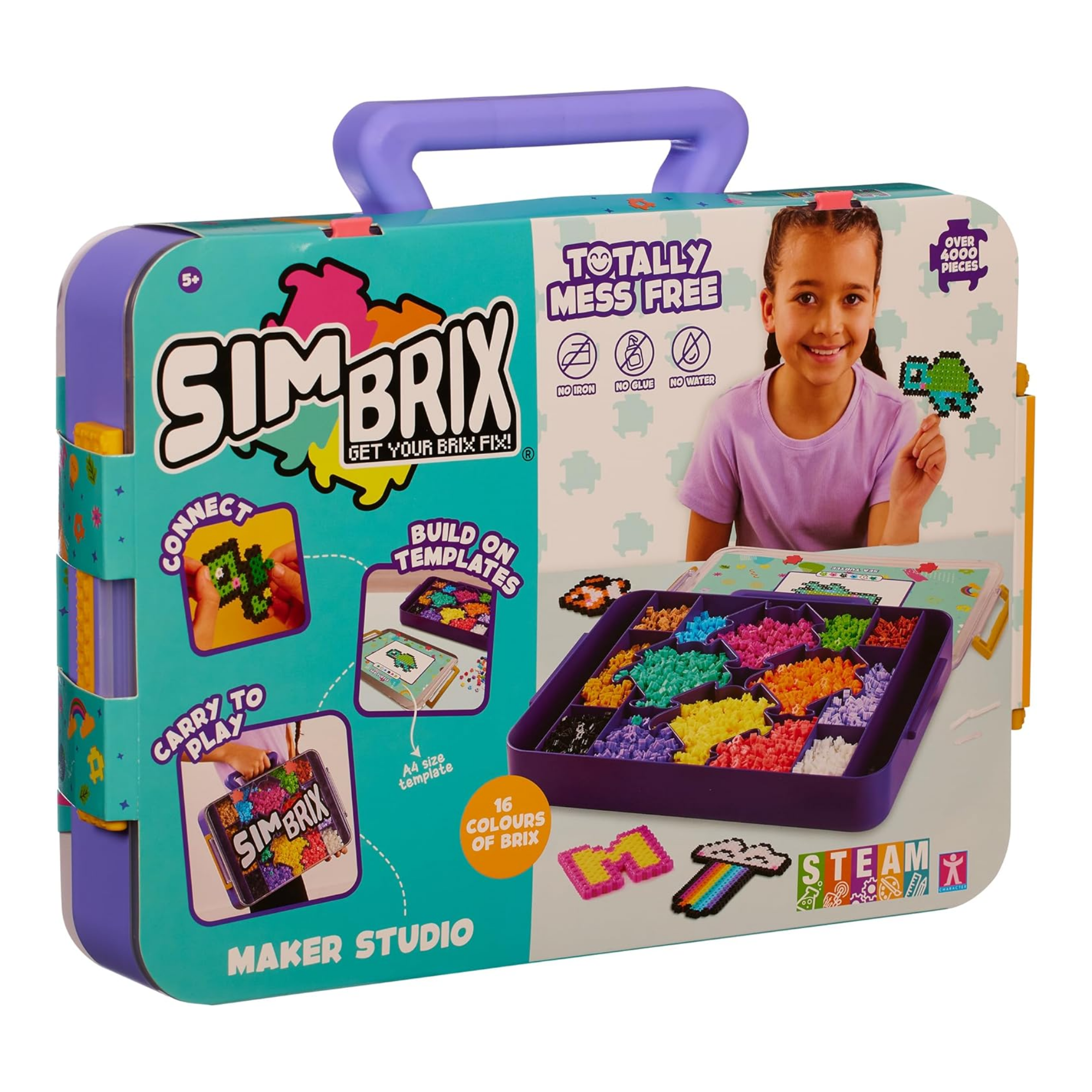 Character Options Simbrix Connect & Wow Maker Studio Purple with 4000+ brix, 2D & 3D Pixel Arts and Crafts Construction Toy, Creative & Imaginative STEAM Building Toy for Boys & Girls Ages 5+