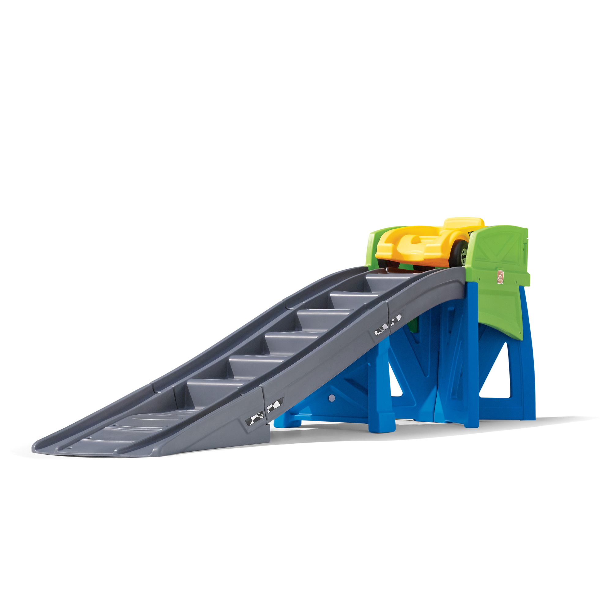 Step2 Extreme Coaster, 9 ft Indoor and Outdoor Toy with Coaster Car, 36 kg Weight Capacity Push Ride On Toy, Single Car with Holding Grips and Foot Rest, Suitable for Boys and Girls Aged 3+