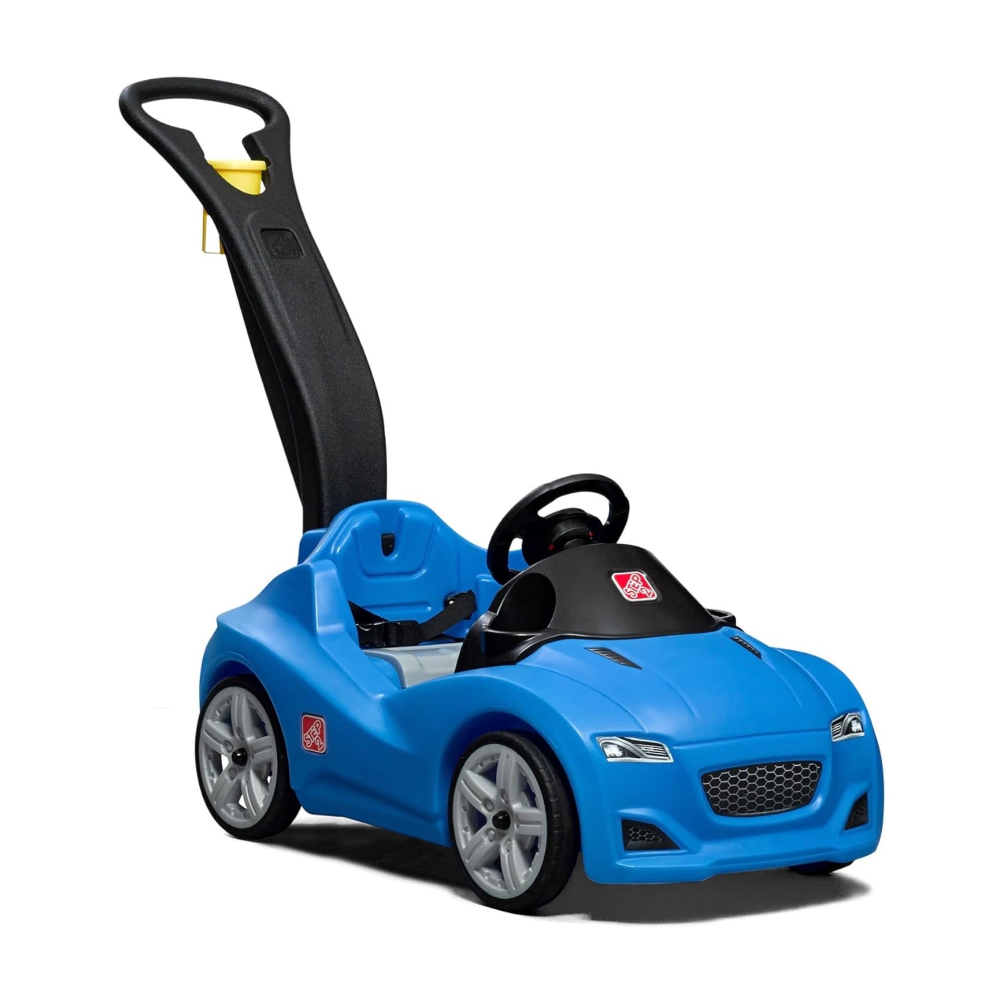 Step2 Whisper Ride Cruiser, Single Seater Kids Push Car, Easy to Store Ride On Toy with Seatbelt, Horn and Storage Trunk, Suitable for Children both Boys and Girls Aged 18m+, Blue, Pink, Red, Grey