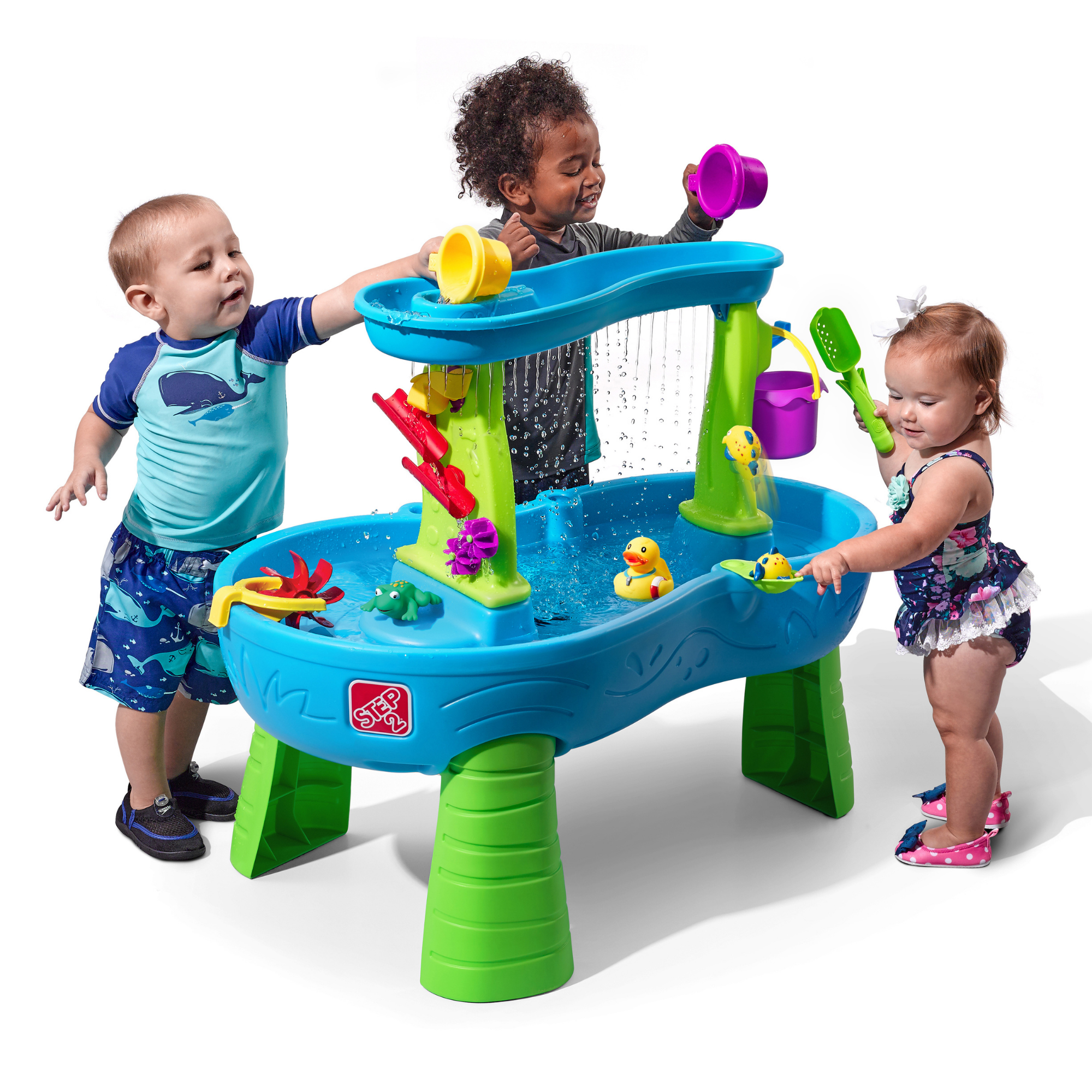 Step2 Rain Showers Splash Pond Water Table, Indoor and Outdoor Water Table, Sensory Playset, Activity Toy withRain Shower Wall, 13 Piece Accessories Set, Backyard Toy Suitable for Toddlers Aged 1.5+