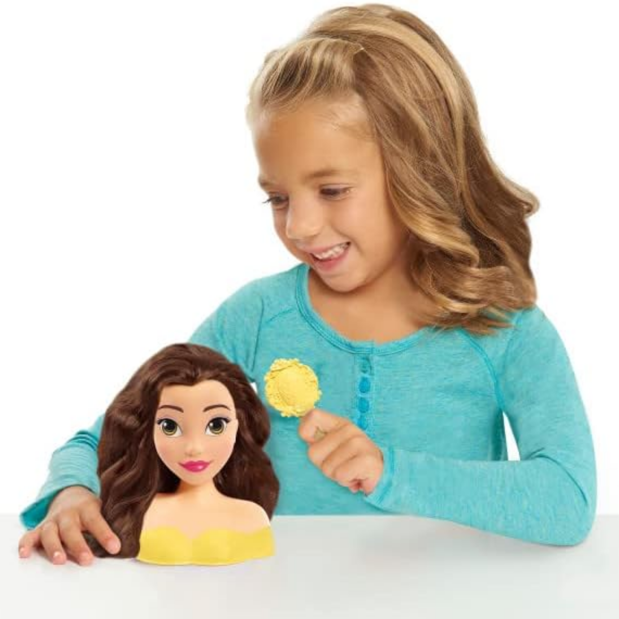 Disney Princess 2 Piece Beauty and the Beast Styling Head Featuring Belle, 5" Inch Brown Hair Pretend Play Set, Officially Licensed Kids Role Play Toy for Ages 3 & Up by Just Play