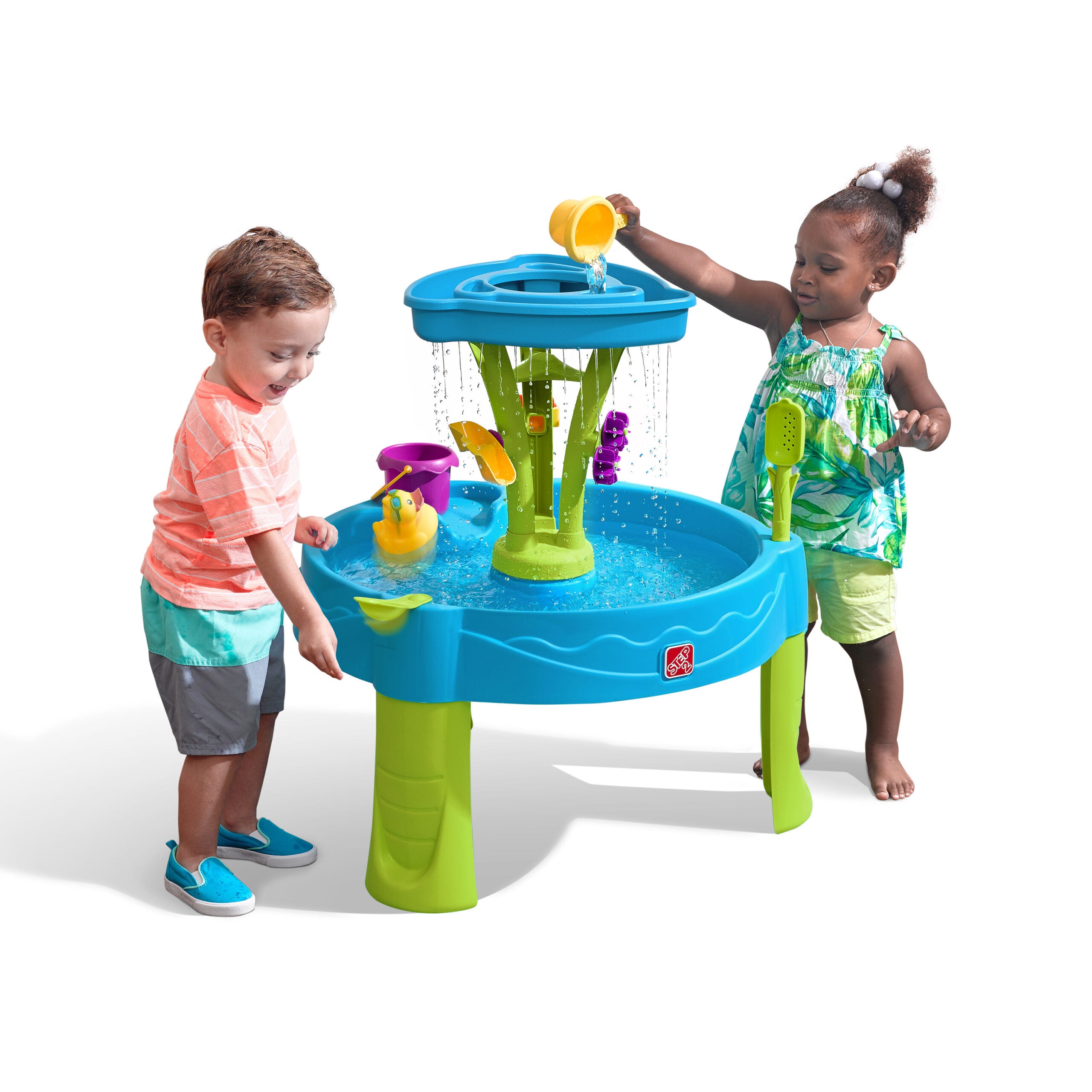 Step2 Summer Showers Splash Tower Water Table, Indoor and Outdoor Water Table and Sensory Playset, Activity Toy with8 Piece Accessories, STEM Toy and Activity Centre, Suitable for Toddlers Aged 1.5+