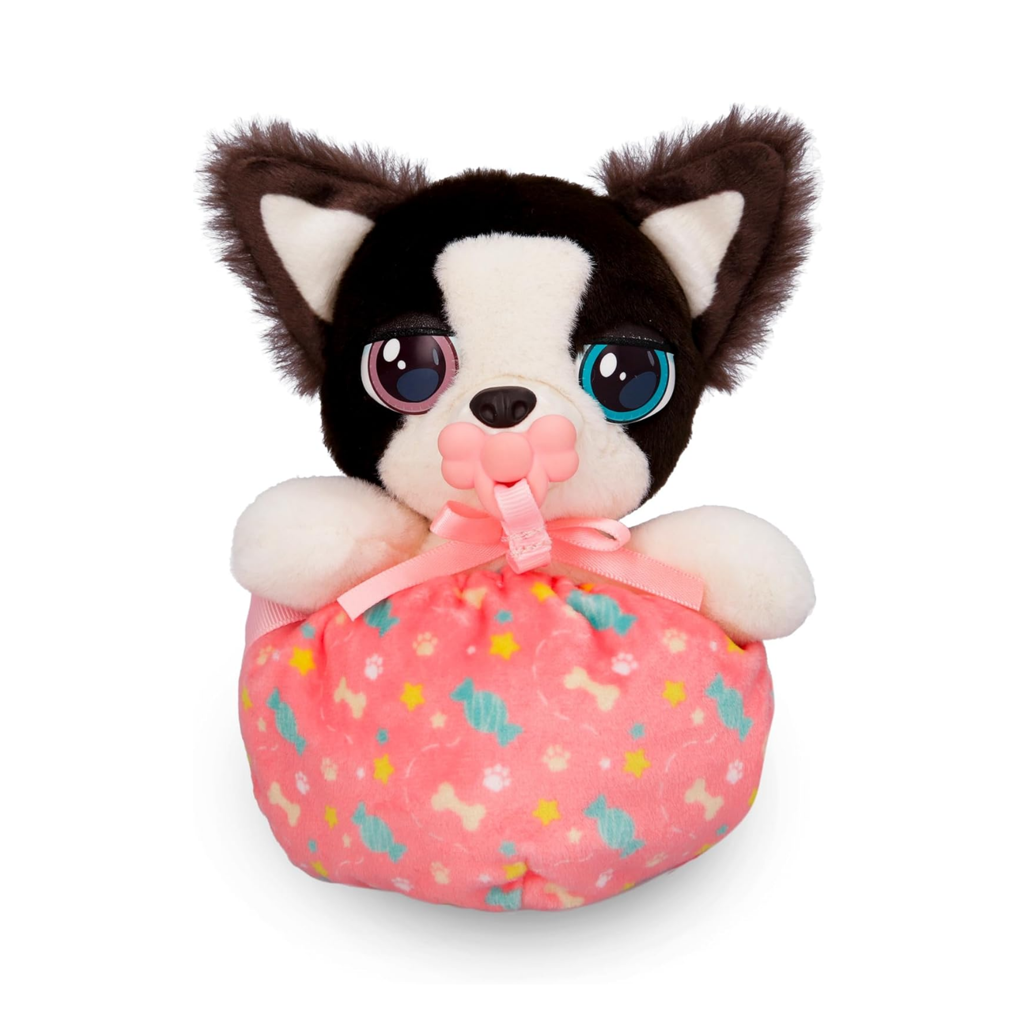 BABY PAWS Mini Puppies, Border Collie, 5 Inch Interactive Plush Toy Puppy with Carry Bag, Kids Pretend Play Toy with Sound Effects, Suitable for Both Boys and Girls Aged 3+