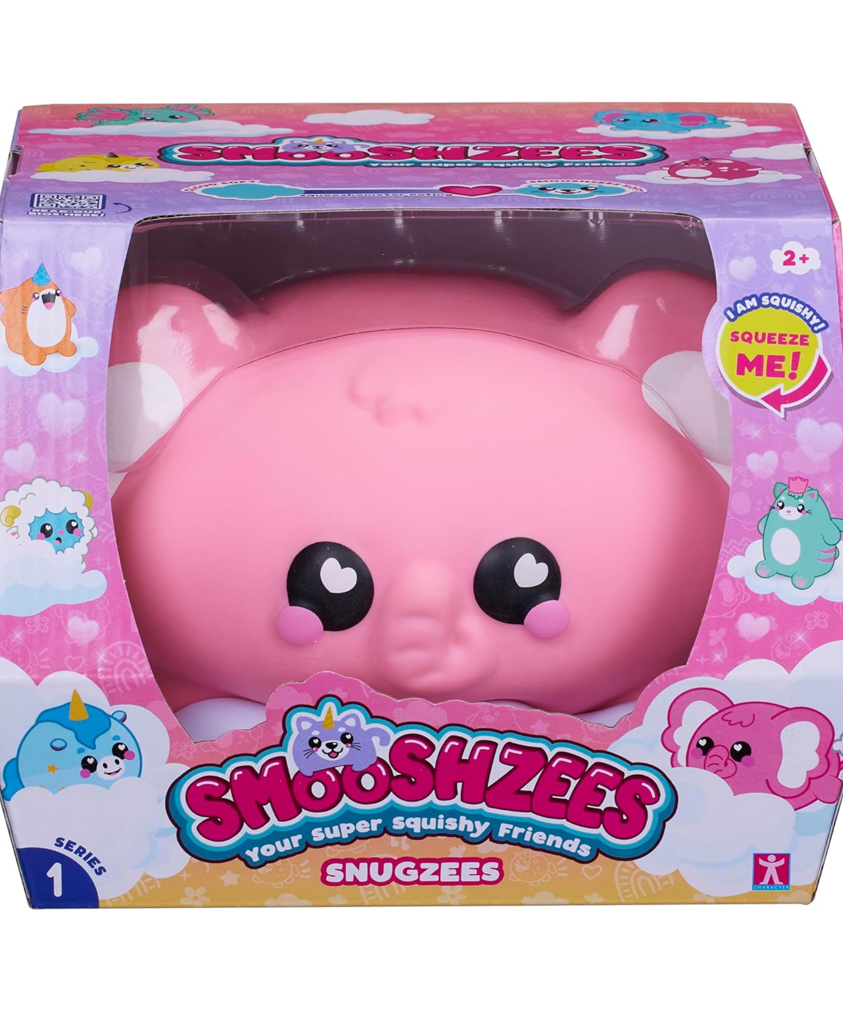 Smooshzees Snugzees, Bubblez, Pink Elephant, Collectable Characters, Supersoft, Cuddly and Squishy!