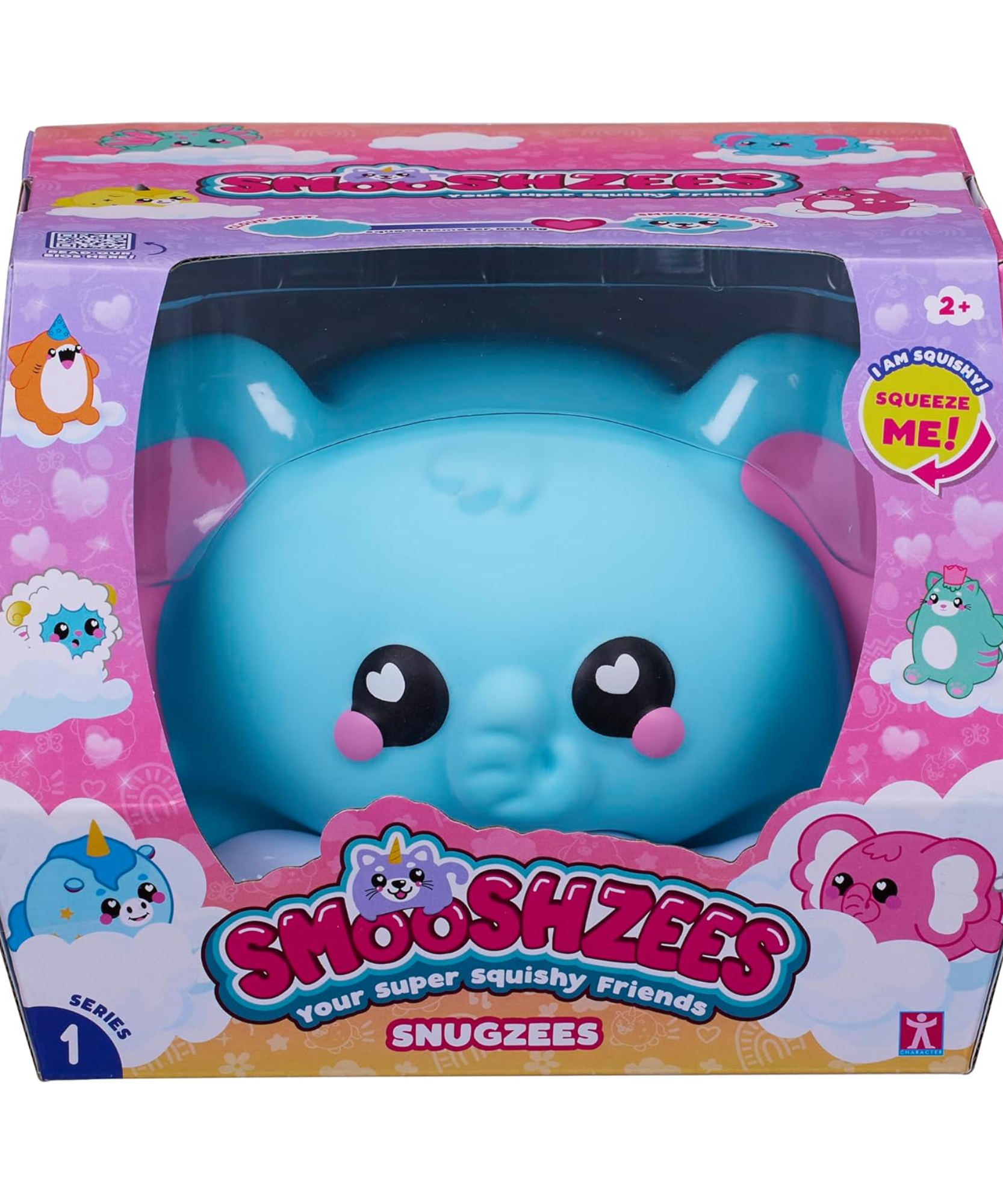 Smooshzees Snugzees, Luna, Blue Elephant, Collectable Characters, Supersoft, Cuddly and Squishy!