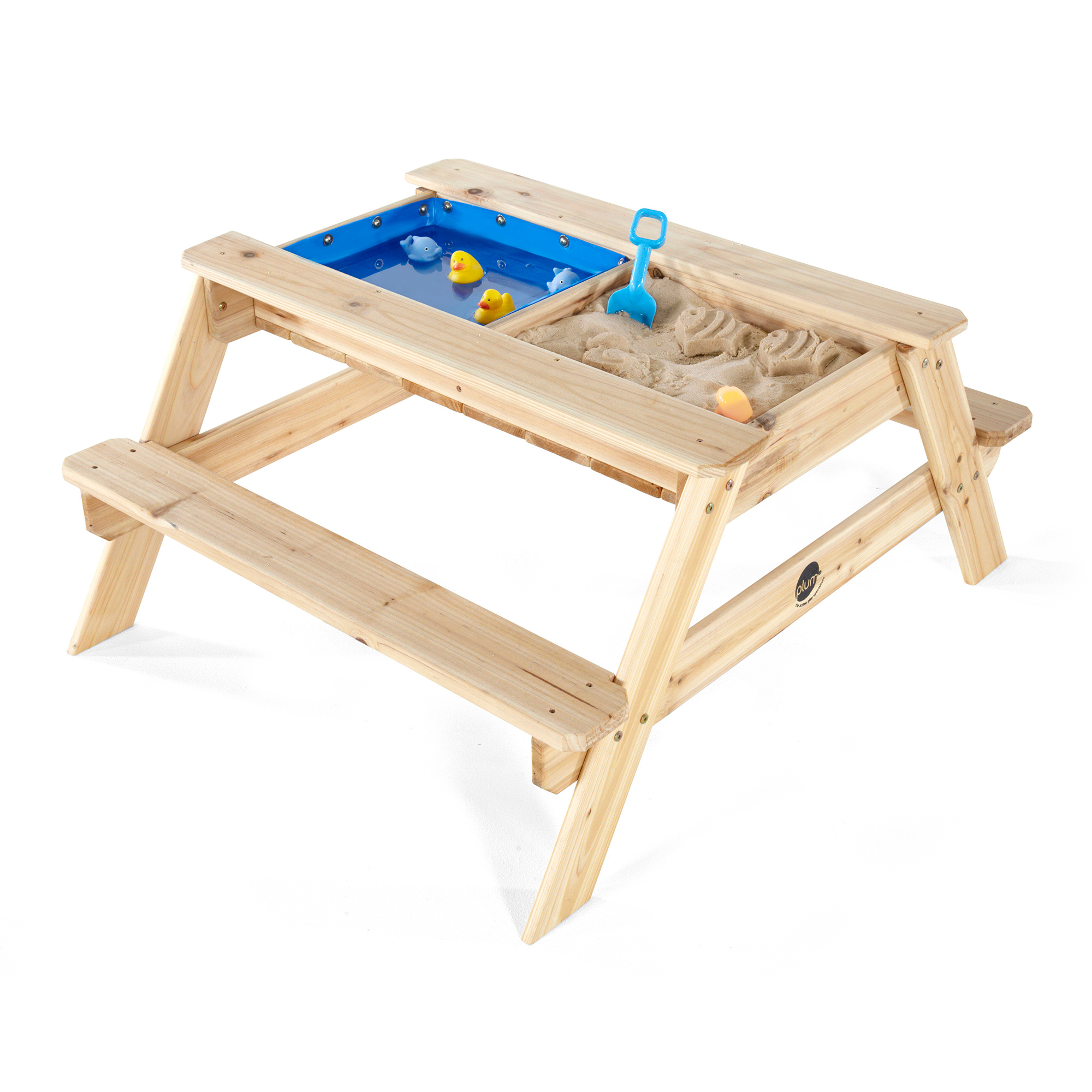 Plum Surfside Wooden Sand and Water Picnic Table, Durable 3 in 1 Table for Outdoor and Backyard Play, Summer Activity Play Table Suitable for Children both Boys and Girls Aged 18 m+