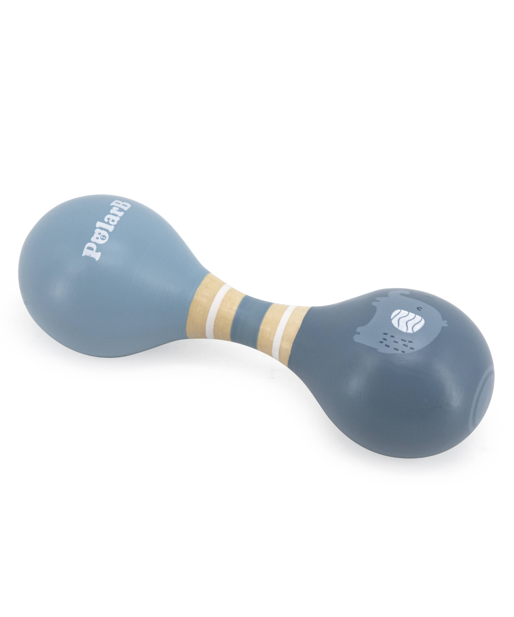 PolarB Wooden Double Maracas for Babies and Toddlers, Easy Grip Elephant Design, Early Musical Instrument, Safe and Non-Toxic, Suitable from 0m+