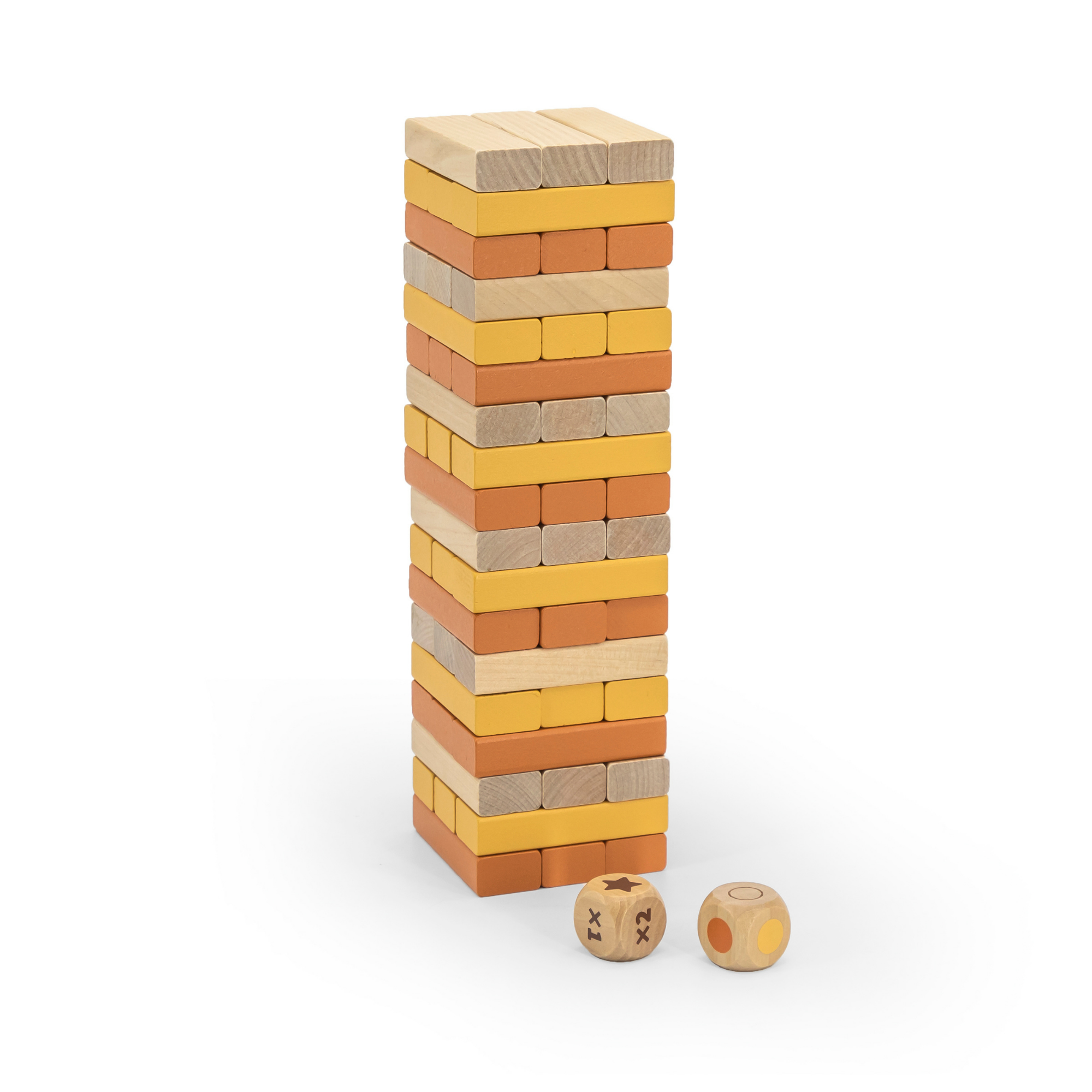 PolarB Colorful Stacking Tower Game for Kids, Wooden Balance and Coordination Game with Color Dice, Fun Family Game for Ages 3+