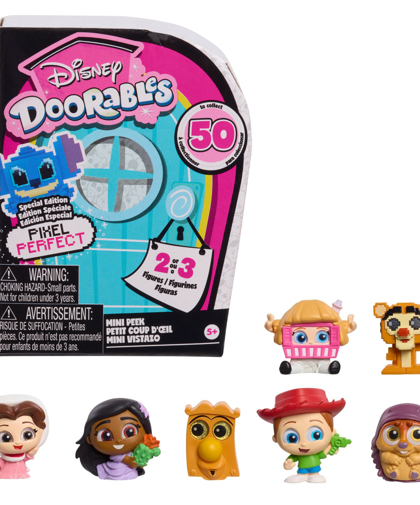 Disney Doorables Mini Peek Pixel Perfect Collectible Mini Action Figures, 1.5 Inch (3.8 cm) Toy Figurines, Includes 2-3 Figures Per Box, Officially Licensed Kids Toy for Ages 5 & Up by Just Play