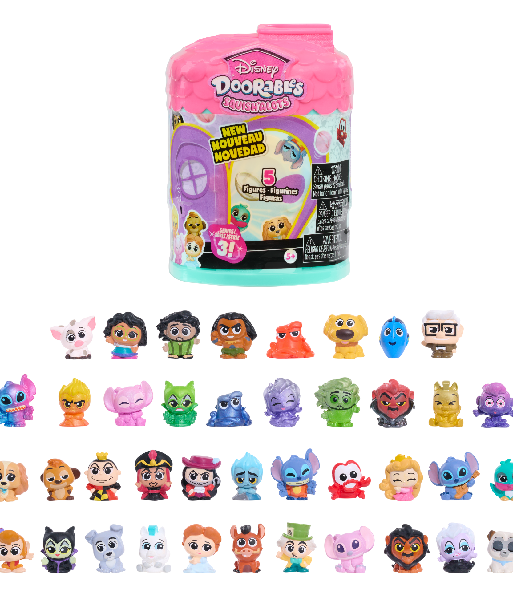 Disney Doorables Squish’Alots Series 3 with 5 Collectible Blind Bag Mini Action Figures, 1 Inch (2.5 cm) Movie Character Toy Figurines, Officially Licensed Kids Toy for Ages 5 & Up by Just Play