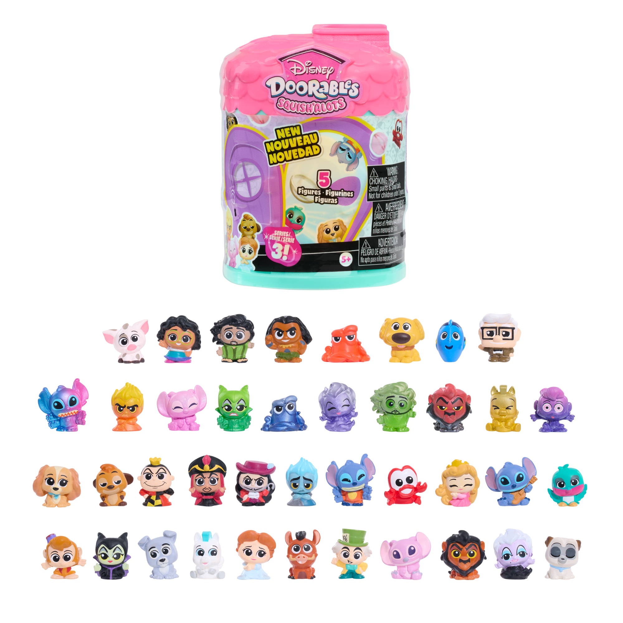 Disney Doorables Squish’Alots Series 3 with 5 Collectible Blind Bag Mini Action Figures, 1 Inch (2.5 cm) Movie Character Toy Figurines, Officially Licensed Kids Toy for Ages 5 & Up by Just Play