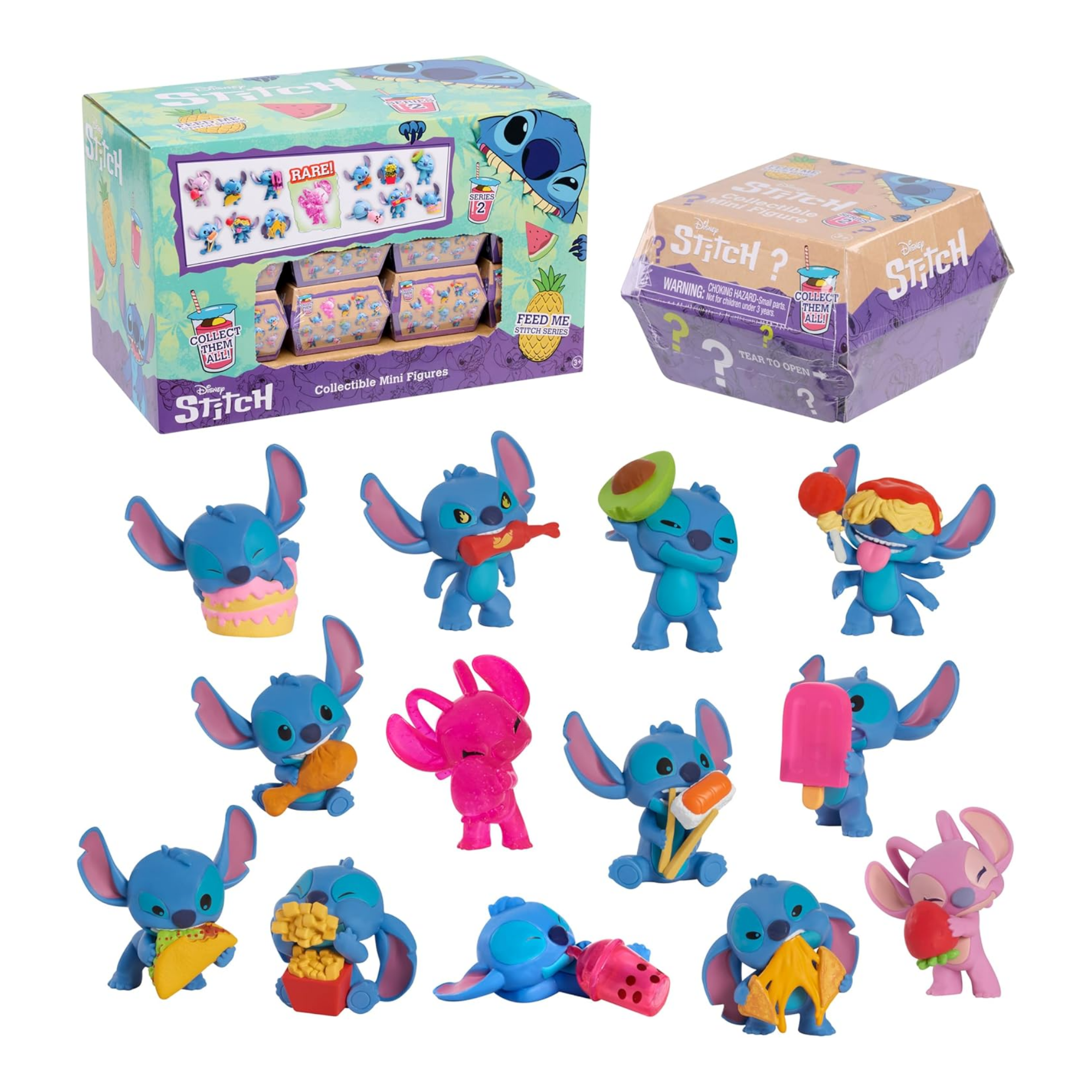 Disney Lilo & Stitch Feed Me Series, 2" Inch (5 cm) 1 Piece Mystery Collectible Stitch Figure, Officially Licensed Kids Toys By Just Play, 13 to Collect, for Children, Boys and Girls, Aged 3 Years+