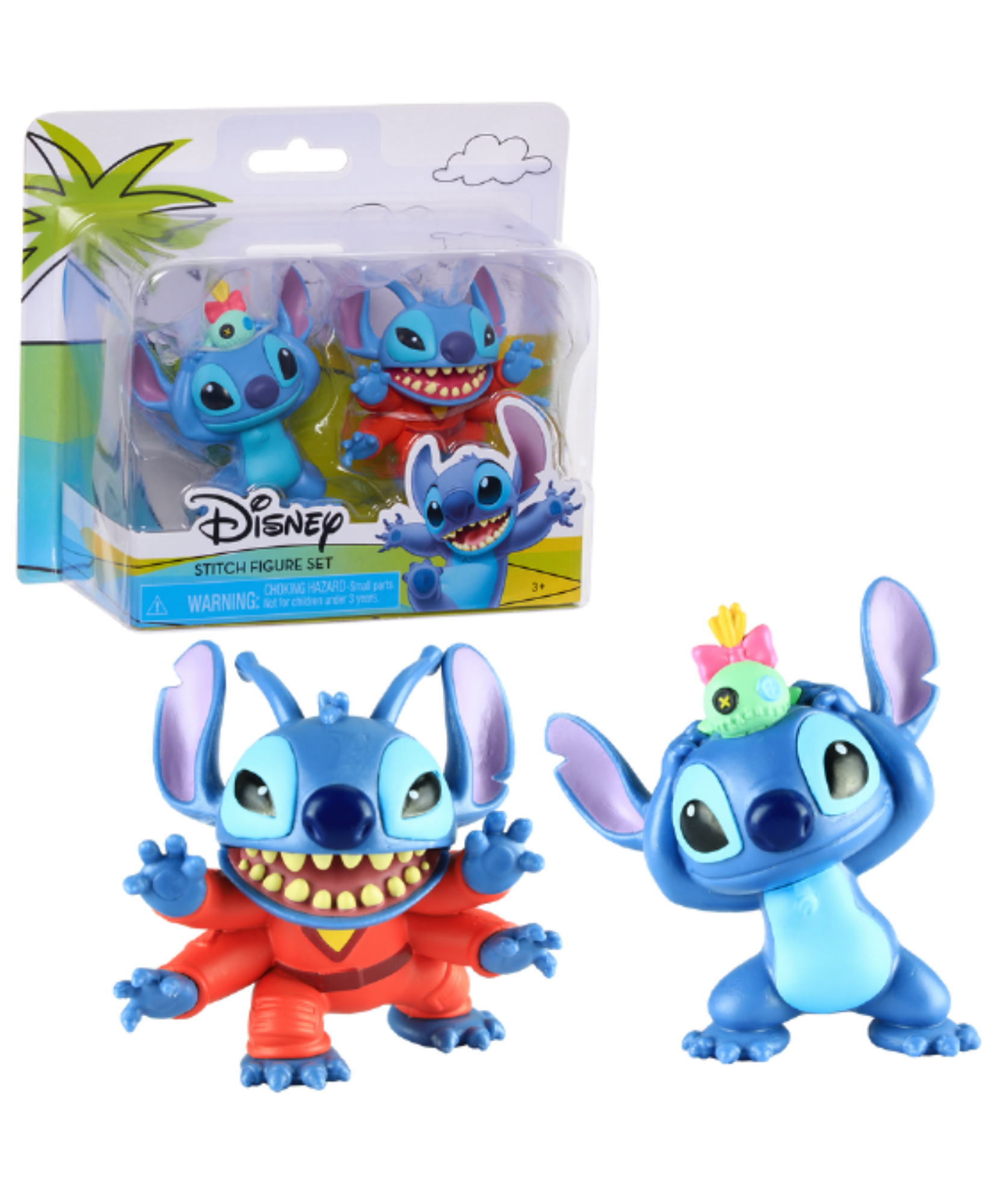 Disney Lilo & Stitch 2.75" Inch (7 cm) 2 Piece Collectible Stitch Figure Set, Officially Licensed Kids Toys by Just Play, Style 1, Suitable for Children, Boys and Girls, Aged 3 Years+
