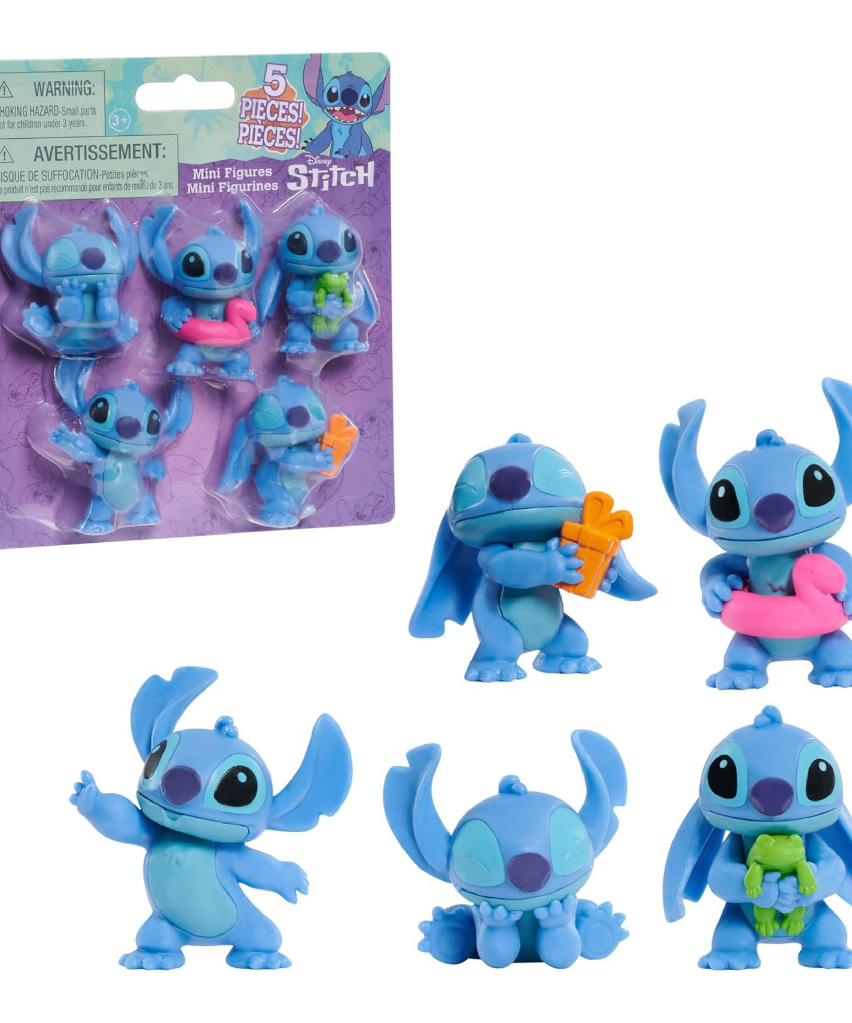 Disney Lilo & Stitch 2.25" Inch (6 cm) 5 Piece Collectible Stitch Figure Set, Officially Licensed Kids Toys by Just Play, Style 1, Suitable for Children, Boys and Girls, Aged 3 Years+