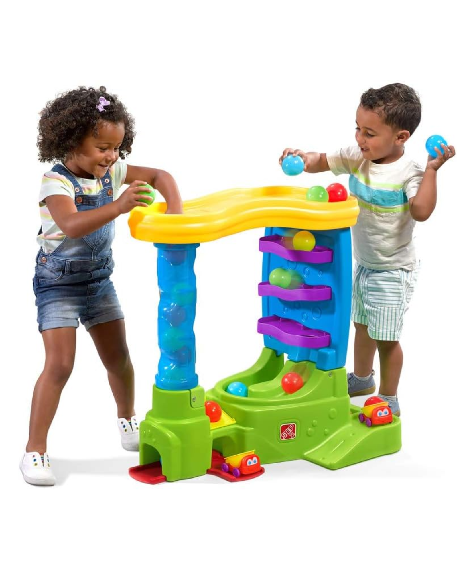 Step2 Ball Buddies Double Drop HQ, Indoor and Outdoor Sensory Play Table, Activity Toy with 12 Piece Accessories Including Balls, STEM Toy and Activity Centre, Suitable for Boys and Girls Aged 1+