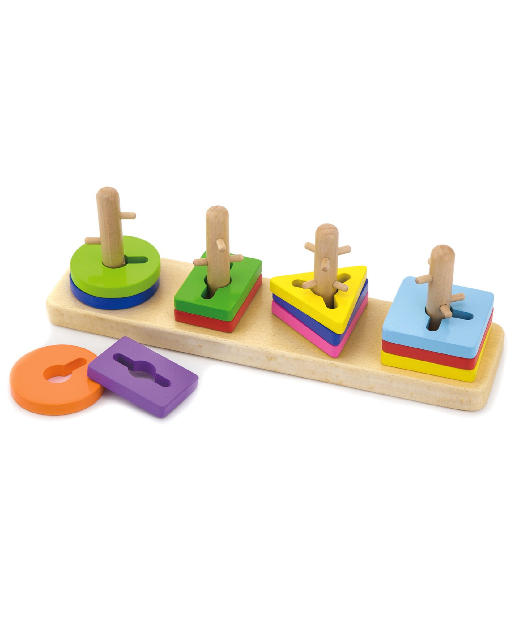 Viga Creative Shapes, 12 Piece Stacking Puzzle, Montessori Wooden Toy, Develops Sensory, Cognitive & Fine Motor Skills, Non-Toxic & Eco-friendly Kids Educational Toy, Suitable for Children Aged 18M+