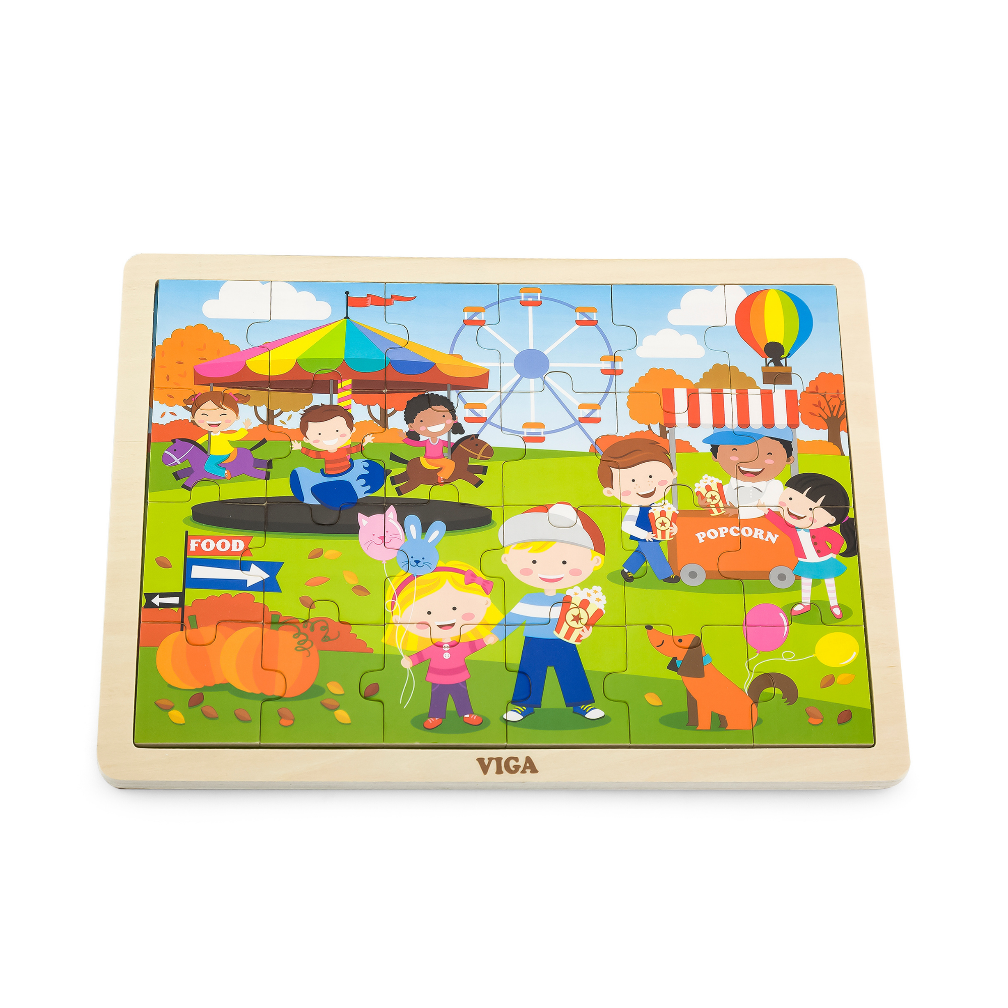Viga Autumn, Seasonal, 24 Piece Jigsaw Puzzle, Montessori Wooden Toy, Develops Sensory, Cognitive & Fine Motor Skills, Non-Toxic & Eco-friendly Kids Educational Toy, Suitable for Children Aged 2Y+