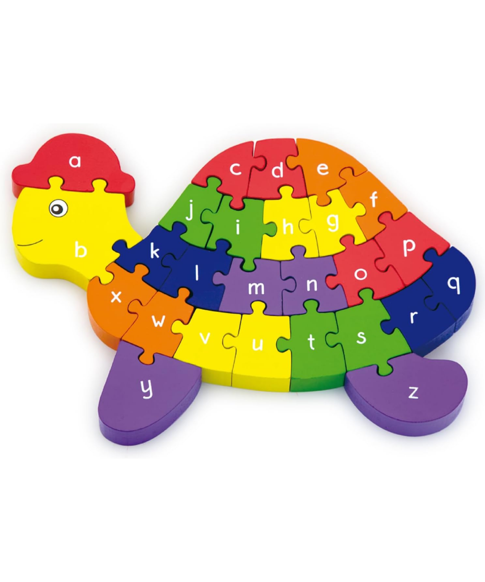 Viga 3D Turtle with Alphabets, 26 Piece Jigsaw Block Puzzle, Montessori Wooden Toy, Develops Sensory, Cognitive & Fine Motor Skills, Non-Toxic & Eco-friendly Kids Educational Toy, 3Y+