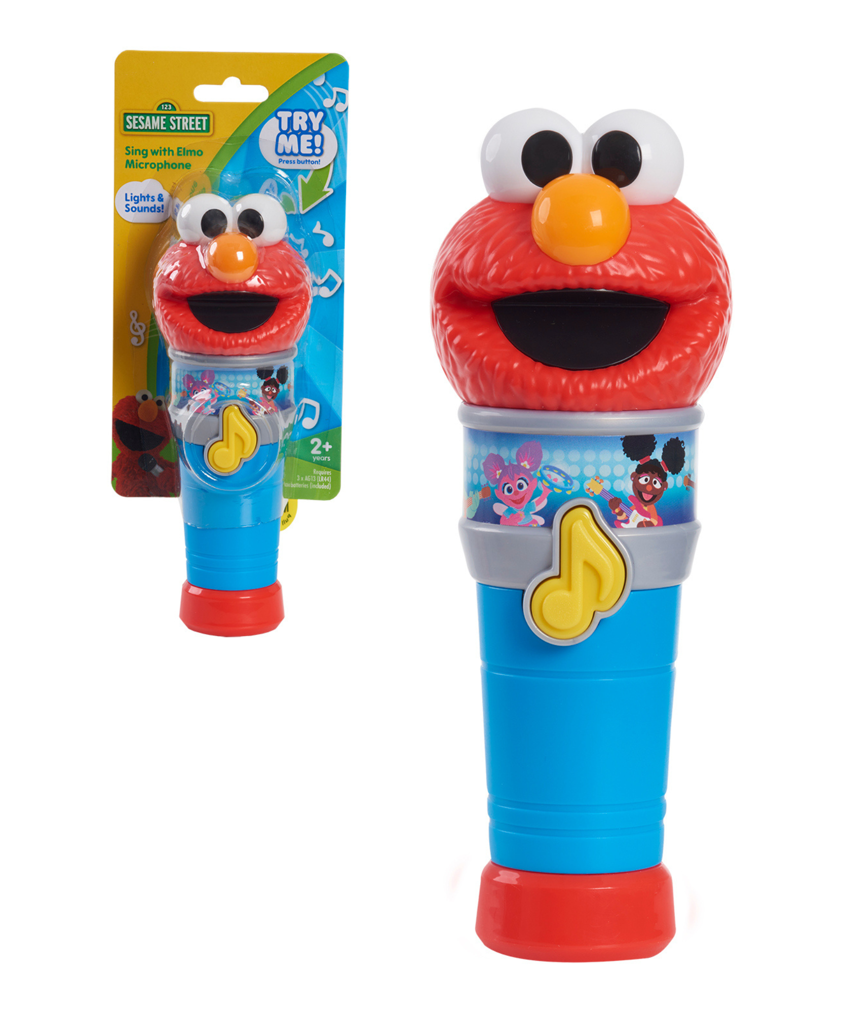 Sesame Street Sing With Elmo Microphone, Handheld Light-Up Musical Interactive Roleplay and Pretend Toy with Sound, Offically Licensed by Just Play for Toddlers Ages 2 and Up