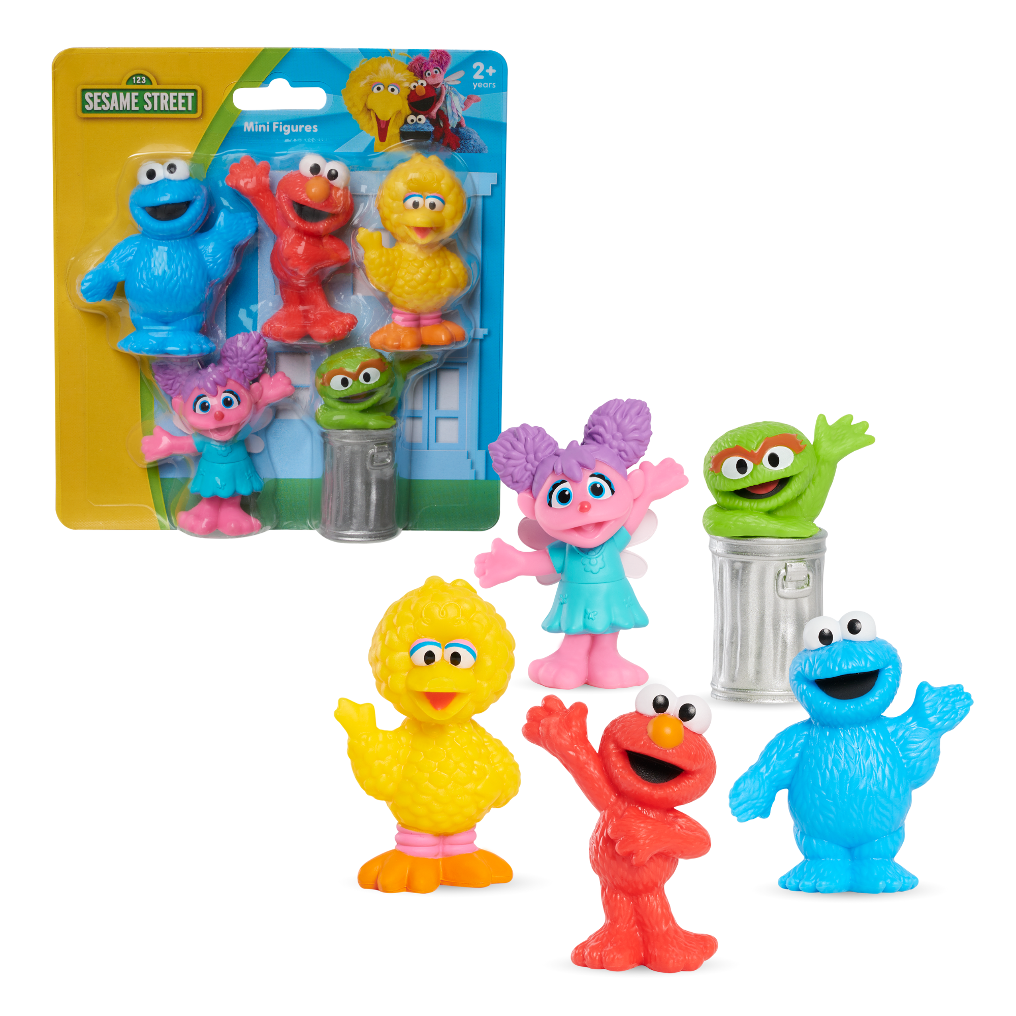 Sesame Street 5 Pack Mini Figures, 3-Inch Collectible Toys, Includes Elmo, Cookie Monster, Big Bird, Oscar the Grouch, and Abby Cadabby, Offically Licensed by Just Play for Kids Ages 2 and Up