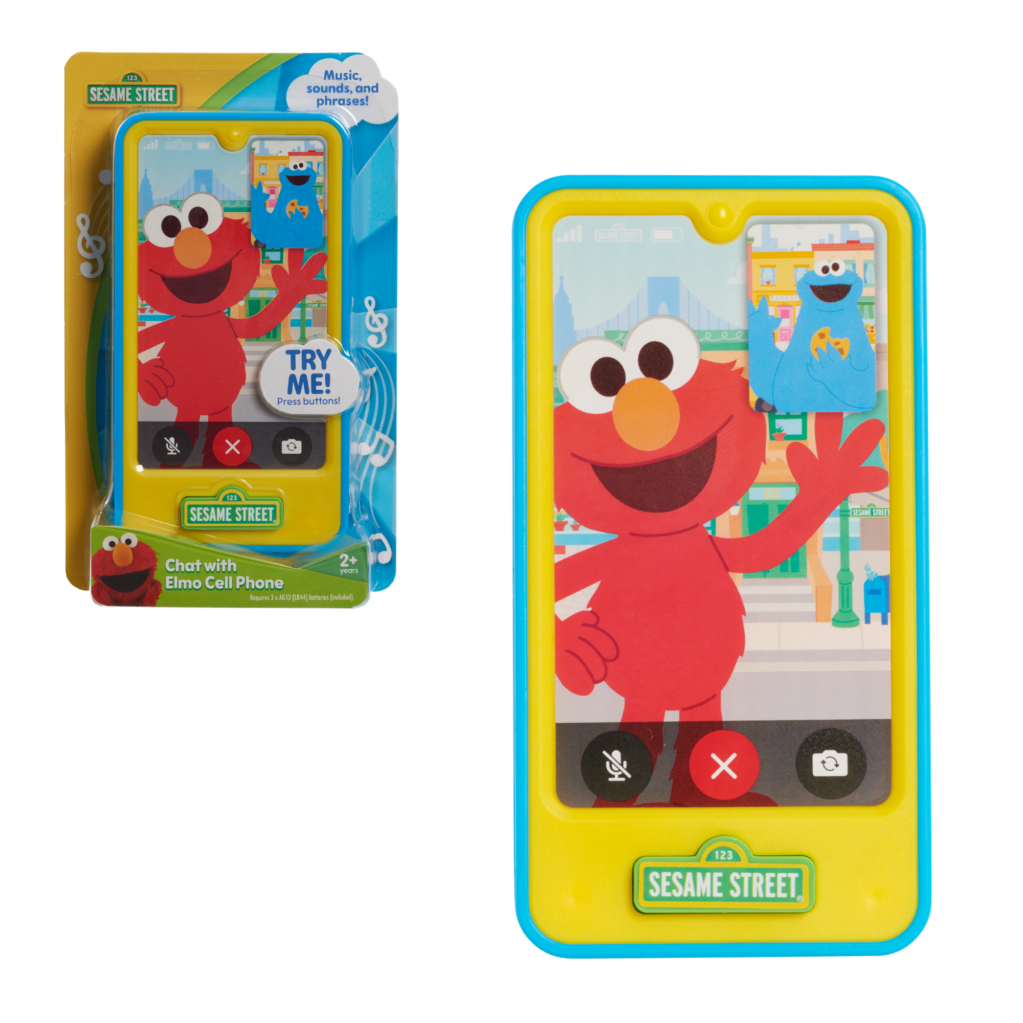 Sesame Street Chat with Elmo Cell Phone, Handheld Interactive Roleplay Toy with Sounds and Music, Pretend Play Phone, Offically Licensed by Just Play for Toddlers Ages 2 and Up