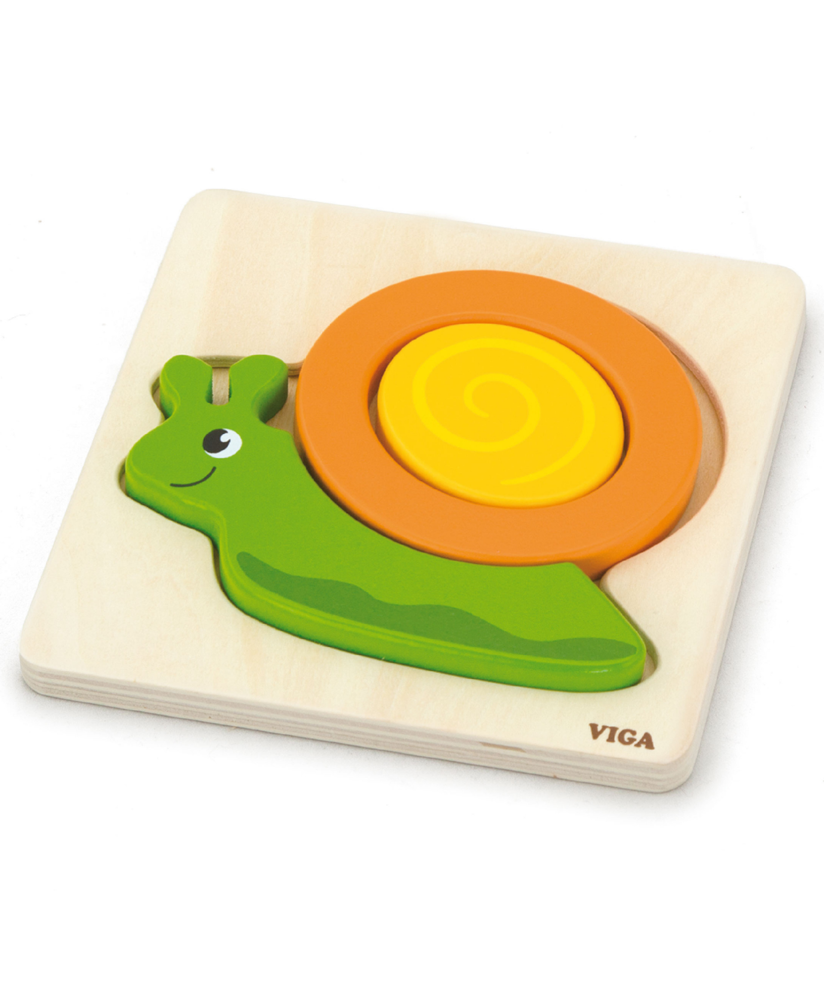 Viga Snail, 4 Piece Block Puzzle, Montessori Wooden Toy, Develops Sensory, Cognitive & Fine Motor Skills, Non-Toxic & Eco-friendly Kids Educational Toy, Suitable for Boys and Girls Aged 18M+