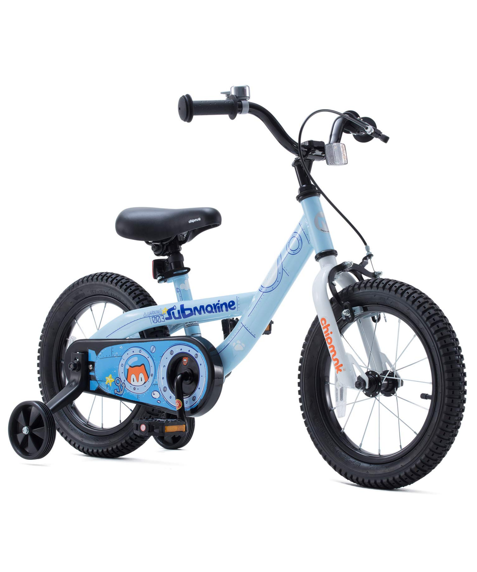 Chipmunk Submarine 16 Inch Bicycle with Lightweight Steel Frame, Adjustable Seat and Handle, Front + Rear Brakes, 95% Pre-Assembled Kid's Bikes with Training Wheels for Children 4-7 Years Old, Blue