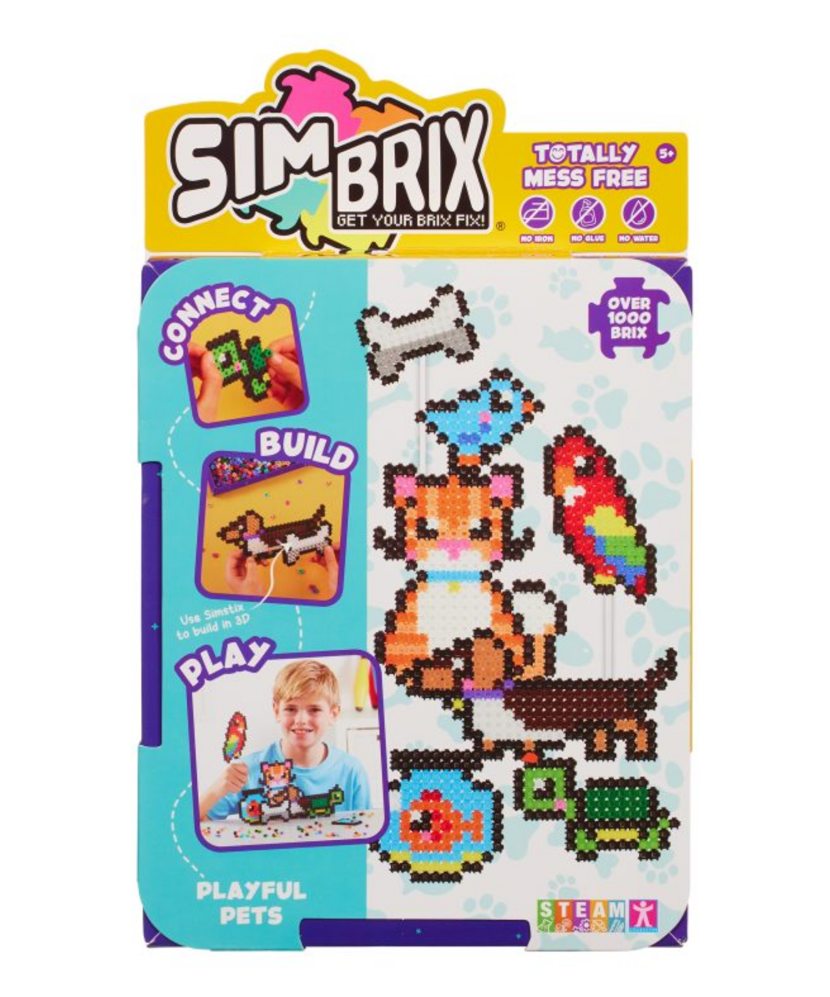 Character Options Simbrix Connect & Wow Playful Pets Starter Pack with 1000+ brix, 2D & 3D Pixel Arts and Crafts Construction Toy, Creative & Imaginative STEAM Building Toy for Boys & Girls Ages 5+