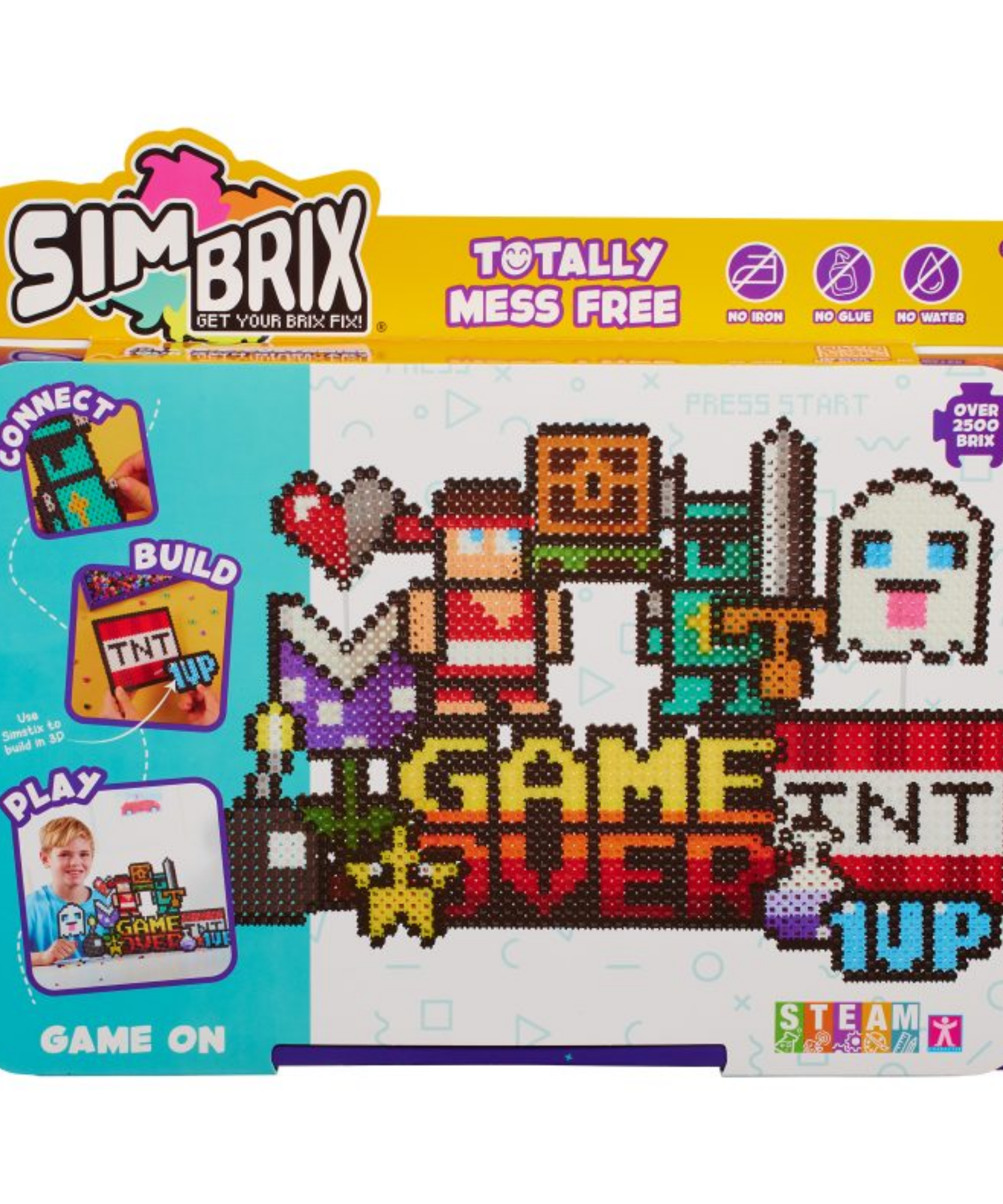 Character Options Simbrix Connect & Wow Game On Pack with 2500+ brix, 2D & 3D Pixel Arts and Crafts Construction Toy, Creative & Imaginative STEAM Building Toy for Boys & Girls Ages 5+
