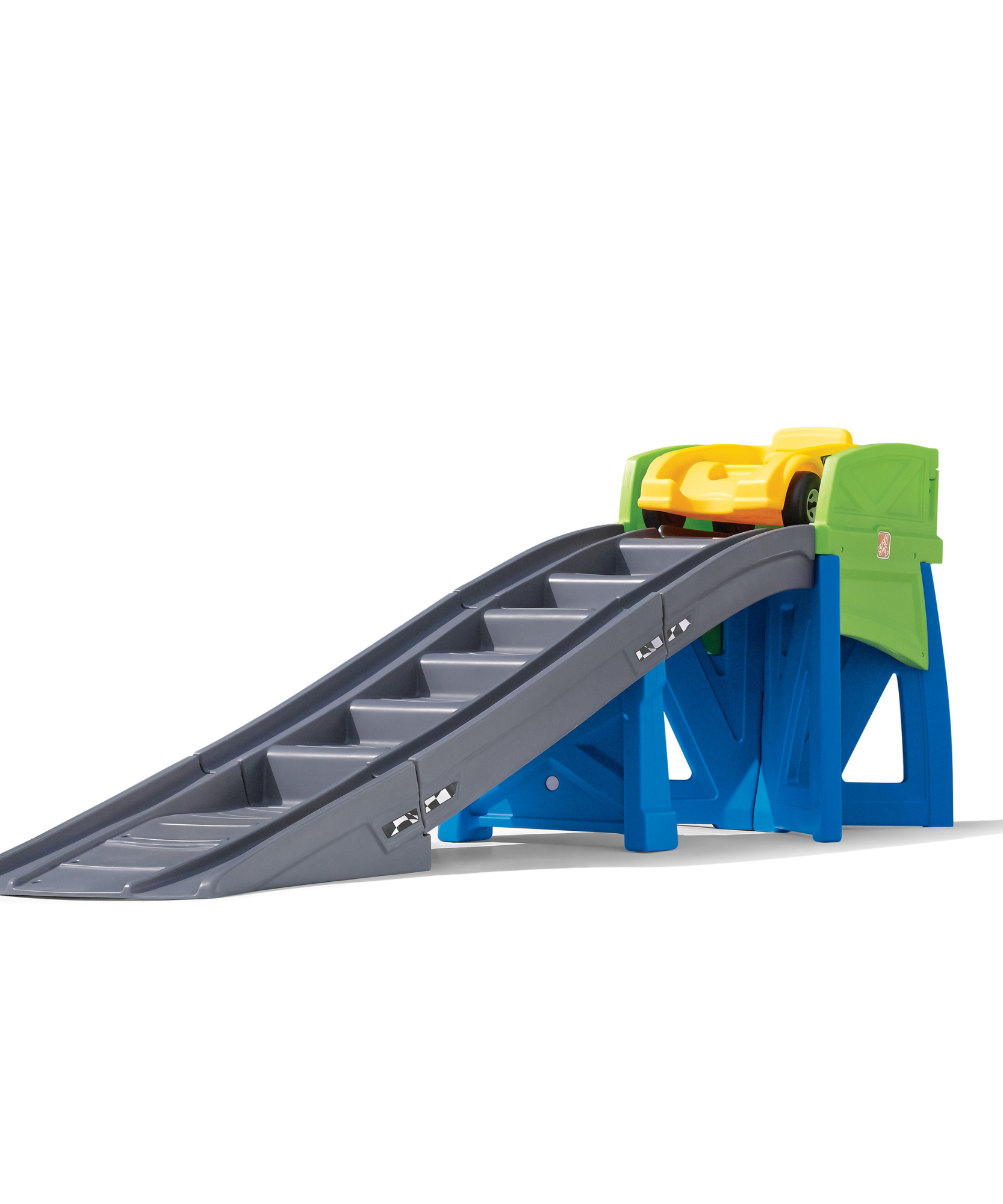 Step2 Extreme Coaster, 9 ft Indoor and Outdoor Toy with Coaster Car, 36 kg Weight Capacity Push Ride On Toy, Single Car with Holding Grips and Foot Rest, Suitable for Boys and Girls Aged 3+