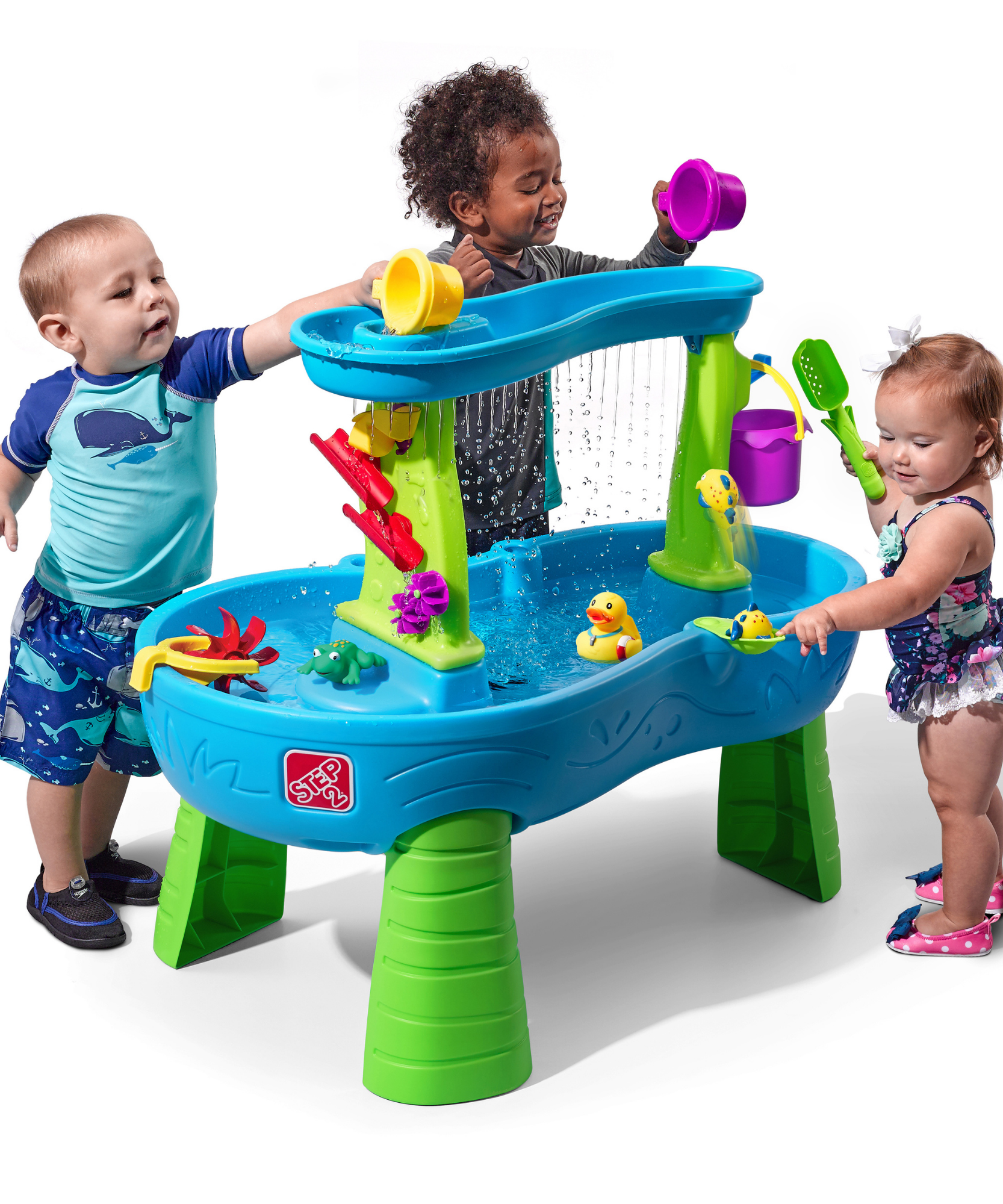 Step2 Rain Showers Splash Pond Water Table, Indoor and Outdoor Water Table, Sensory Playset, Activity Toy withRain Shower Wall, 13 Piece Accessories Set, Backyard Toy Suitable for Toddlers Aged 1.5+