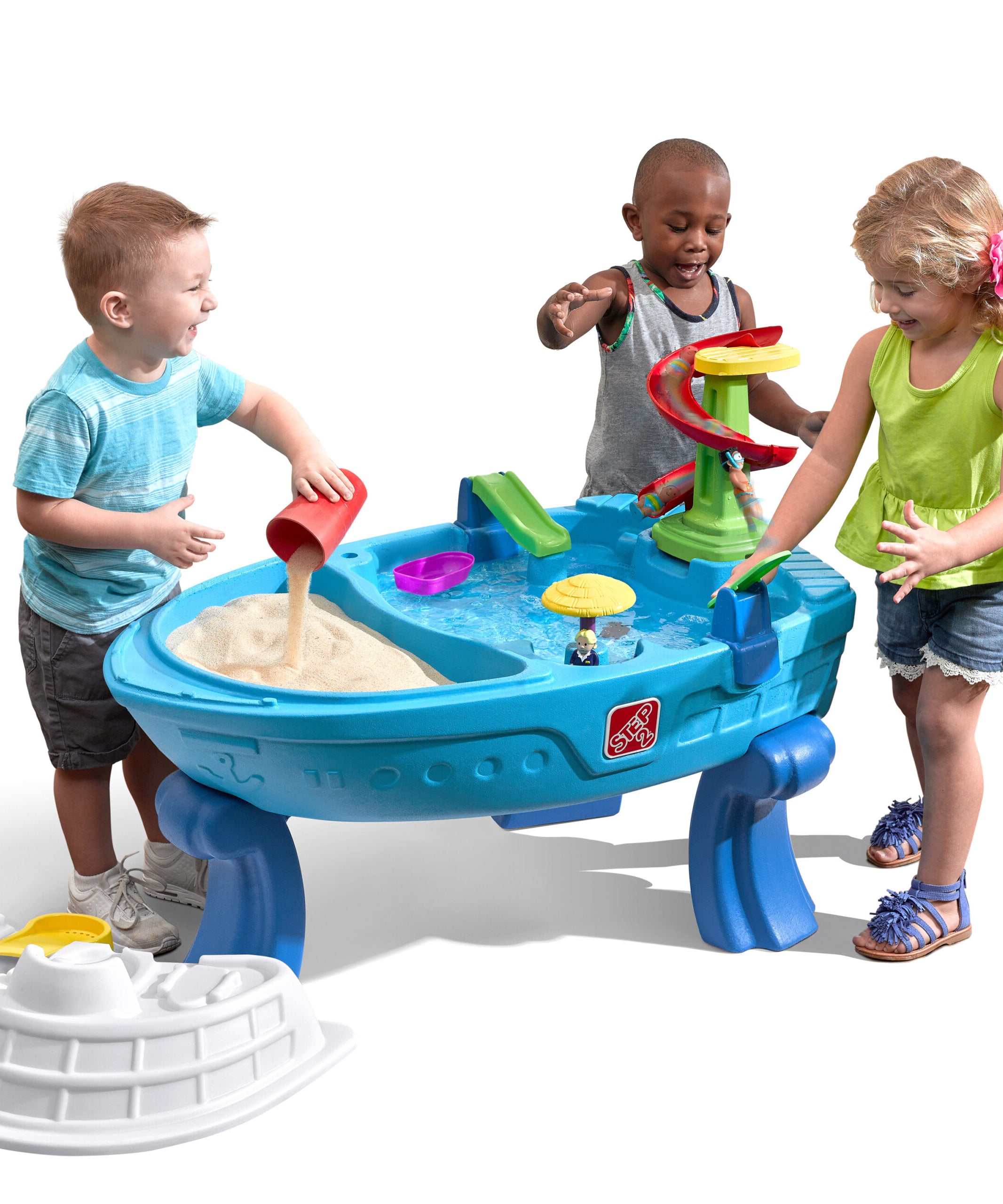 Step2 Fiesta Cruise Sand & Water Table, Indoor and Outdoor Sand and Water Table, Sensory Playset, Activity Toy with10 Piece Accessories, STEM Toy and Activity Centre, Suitable for Children Aged 2+