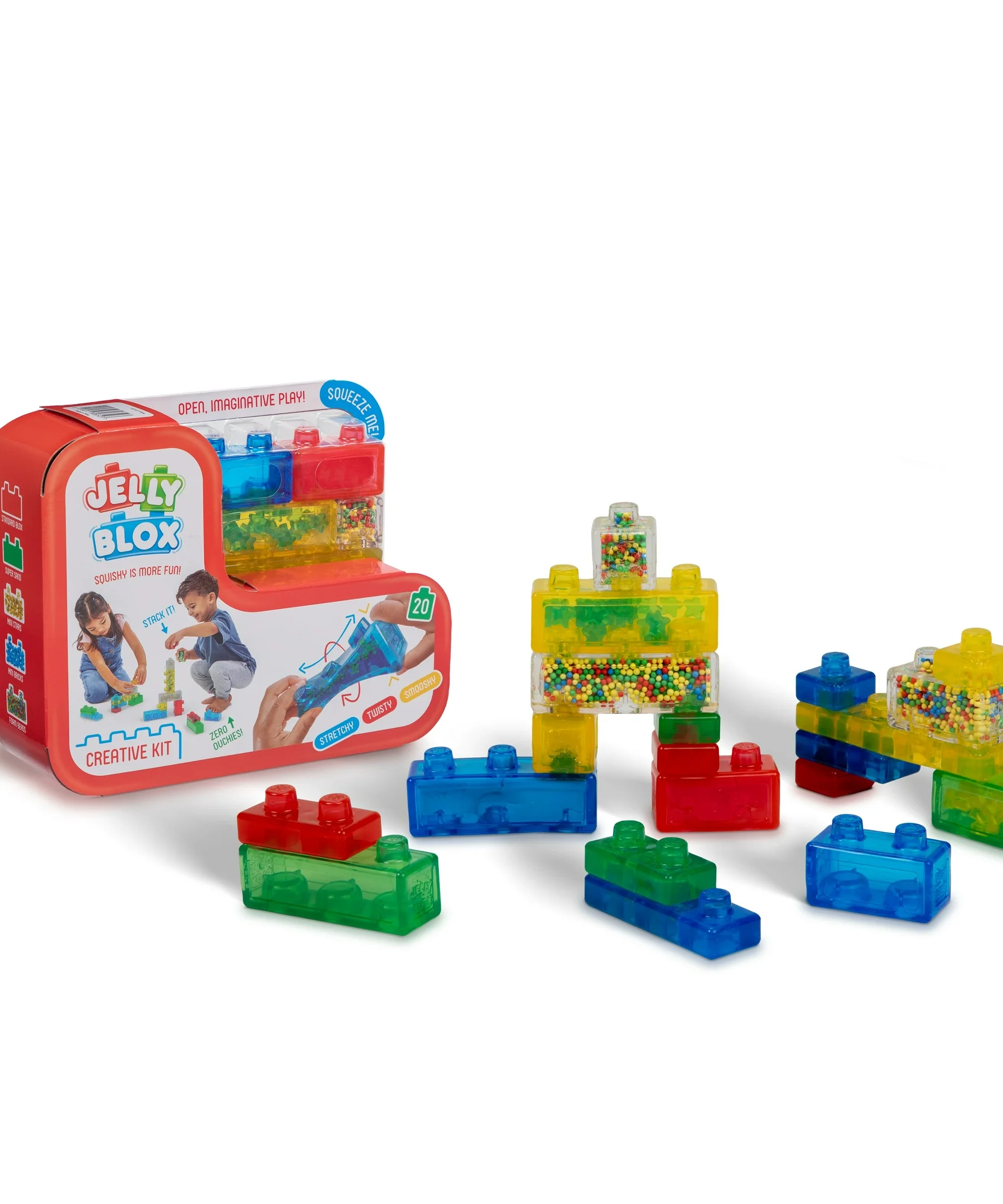 Goliath Jelly Blox Creative Kit, Includes 20 Blocks, Toddler & Preschool Building Blocks Kids Can Squeeze, Stretch, Squish, Safety Tested & Ouch-Free, Tactile, Sensory Play Toy for Ages 2+