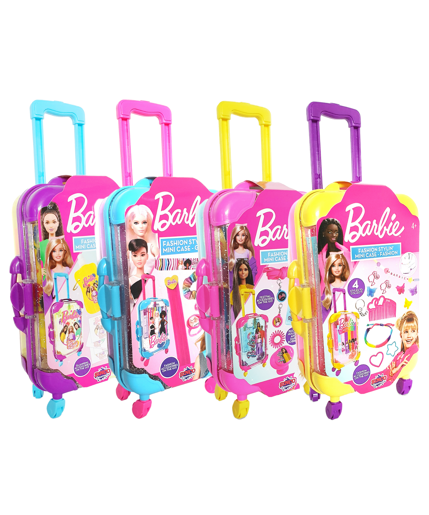 Sinco Creations Barbie Fashion Stylin’ Mini Case, Features 4 Assorted Styles, Festival, Glamping, Glam & Fashion, Collectible On-the-Go Fashion & Charm Playset Suitable for Kids Aged 3Y+