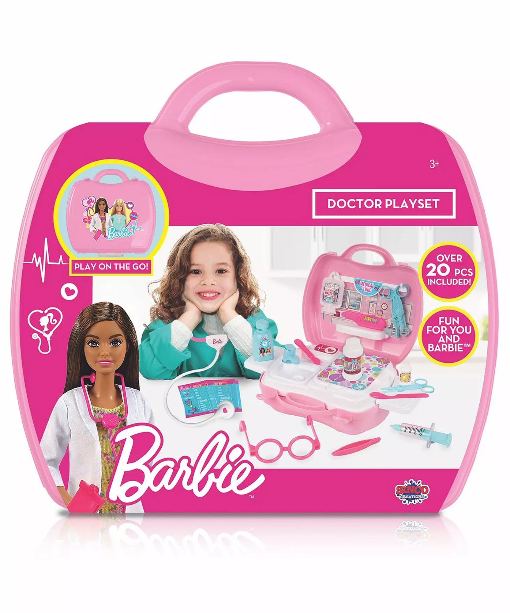 Sinco Creations Barbie Doctor Playset, 20 Piece Pretend Play Toy with Carry Case, Role Play Toy Suitable for Kids Aged 3Y+