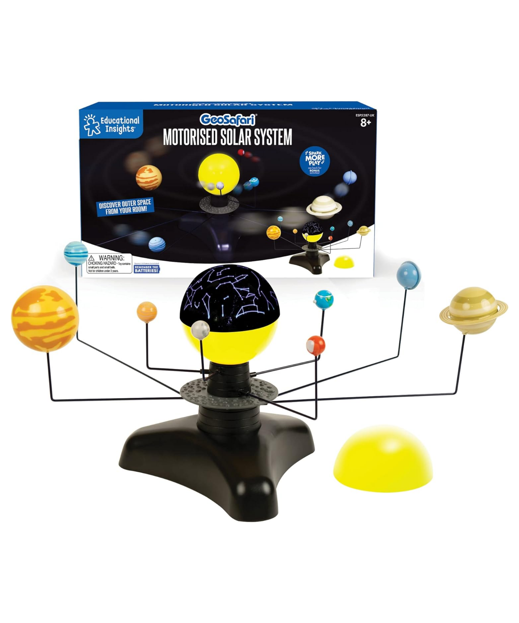 Learning Resources GeoSafari Motorised Solar System, Interactive Rotating & Revolving Model with Light-Up Sun & Star Projector, Includes Multilingual Activity Guide, For Kids Ages 8+