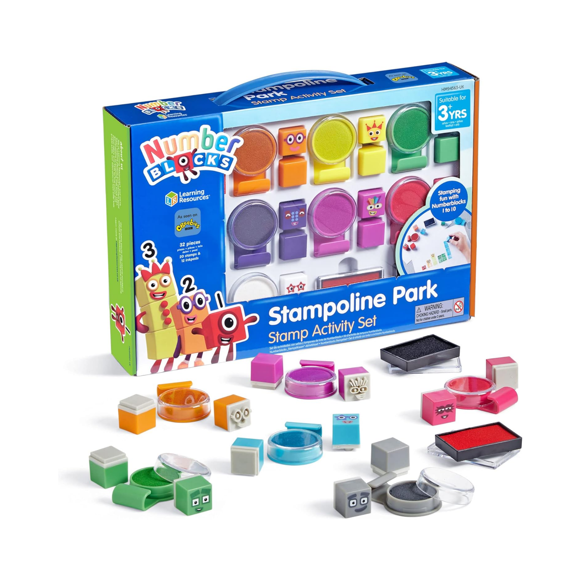 Learning Resources Numberblocks Stampoline Park Stamp Activity Set, Create Your Own Numberblocks Adventures, 32-Piece Arts & Crafts Set for Kids, Officially Licensed Learning Resources